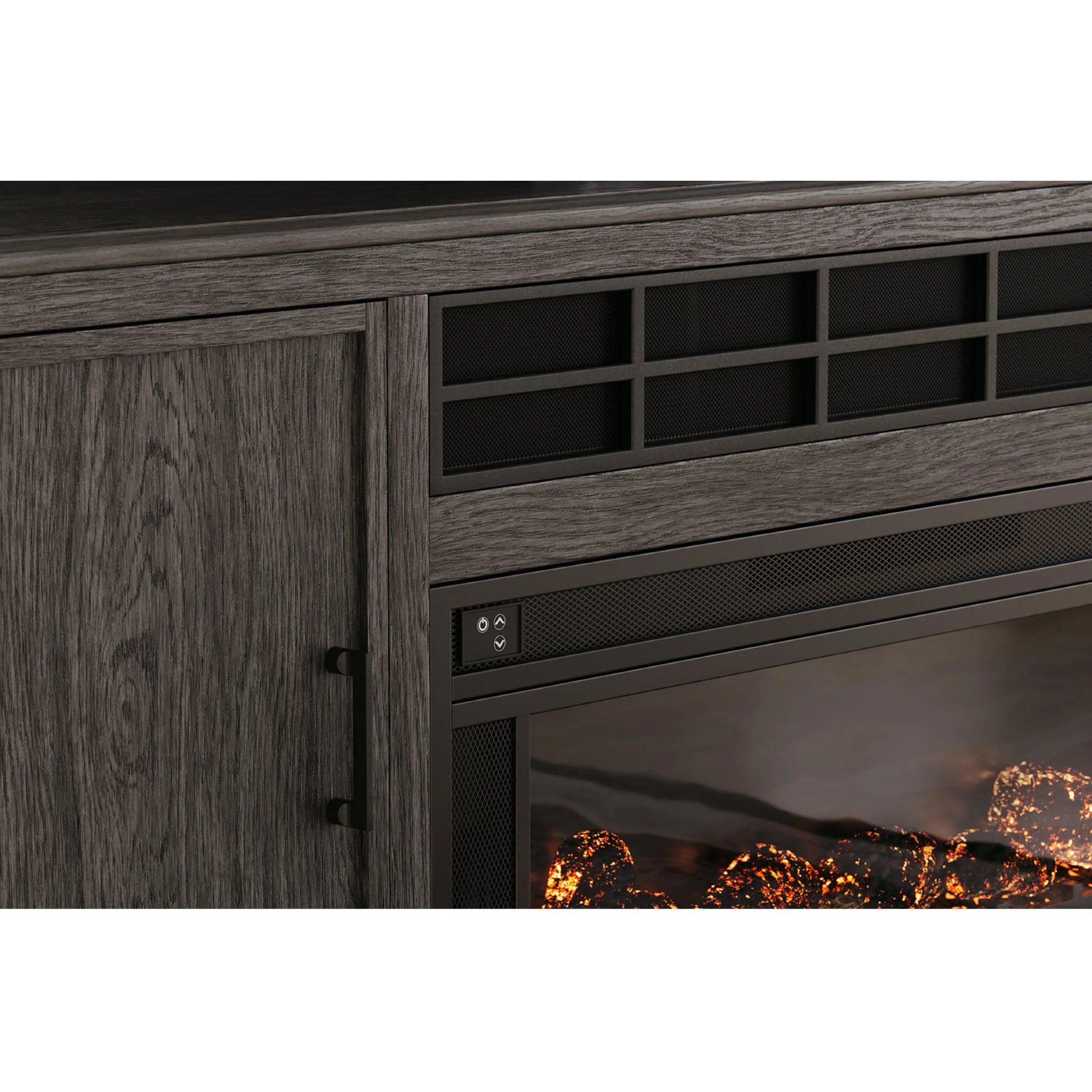 Montillan TV Stand with Fireplace - Grayish Brown - Image 5