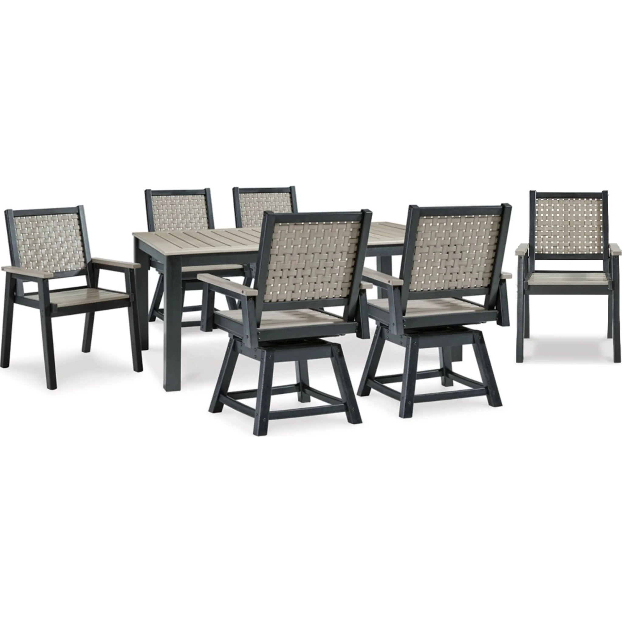 Mount Valley 7 Piece Outdoor Dining Set - Driftwood/Black