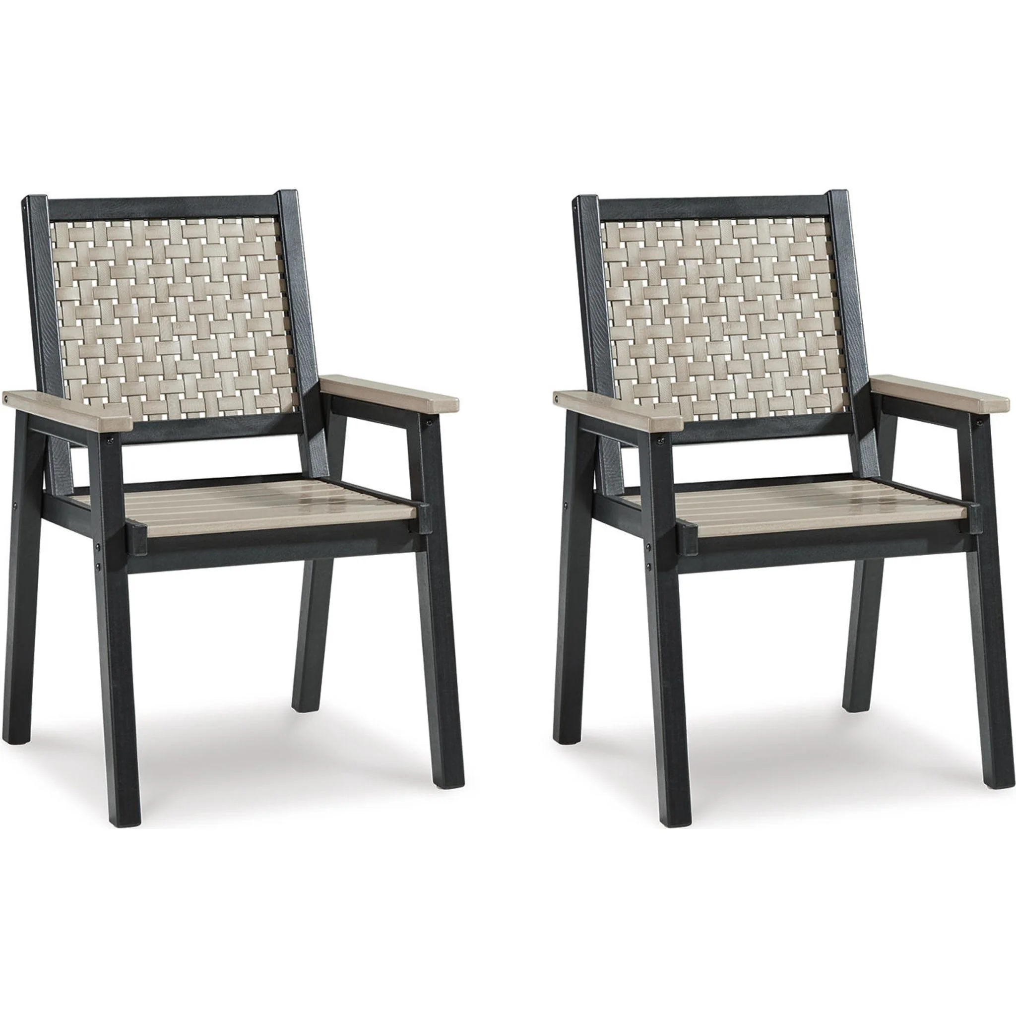 Mount Valley Outdoor Arm Chair (set of 2) - Driftwood/Black