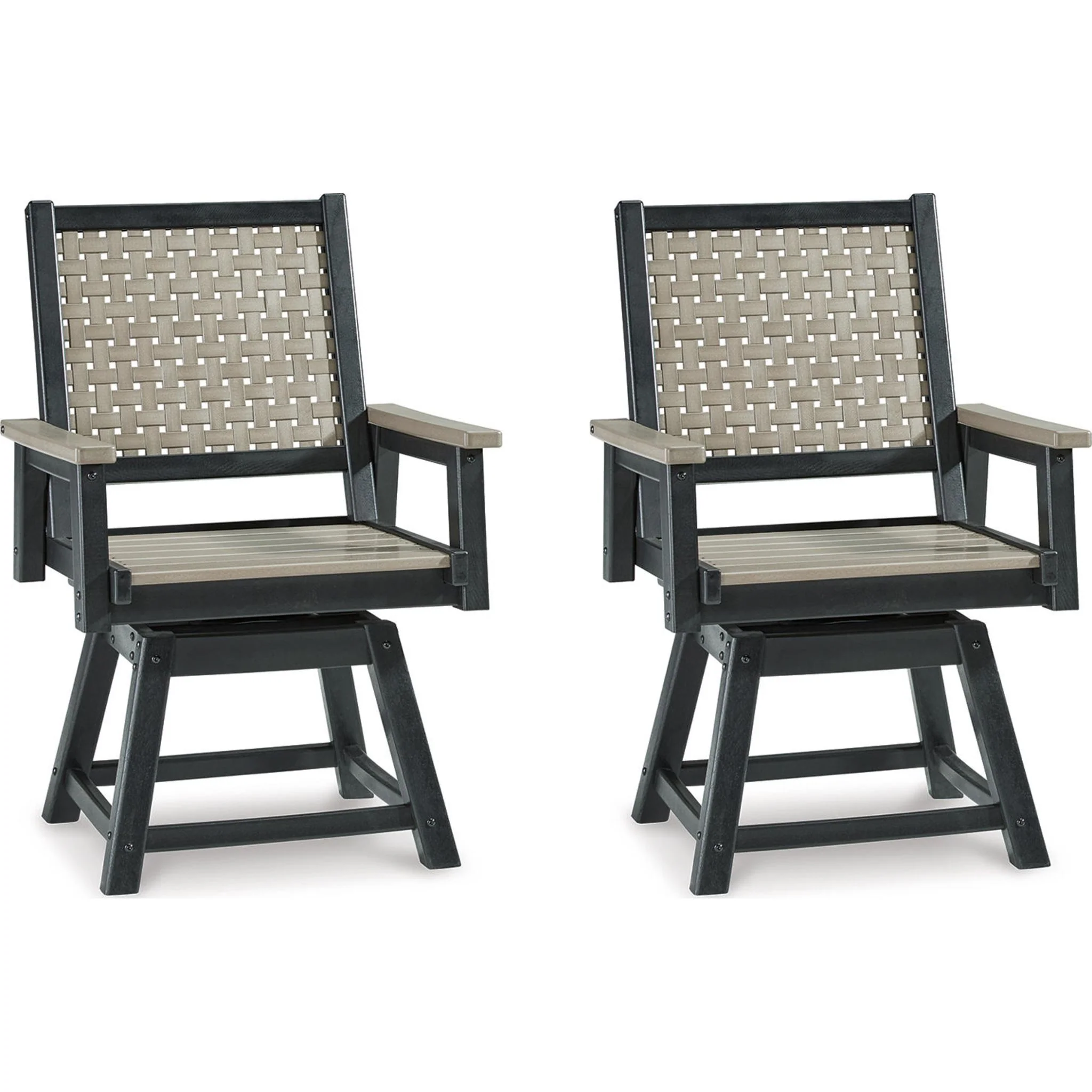 Mount Valley Outdoor Swivel Chair (set of 2) - Driftwood/Black