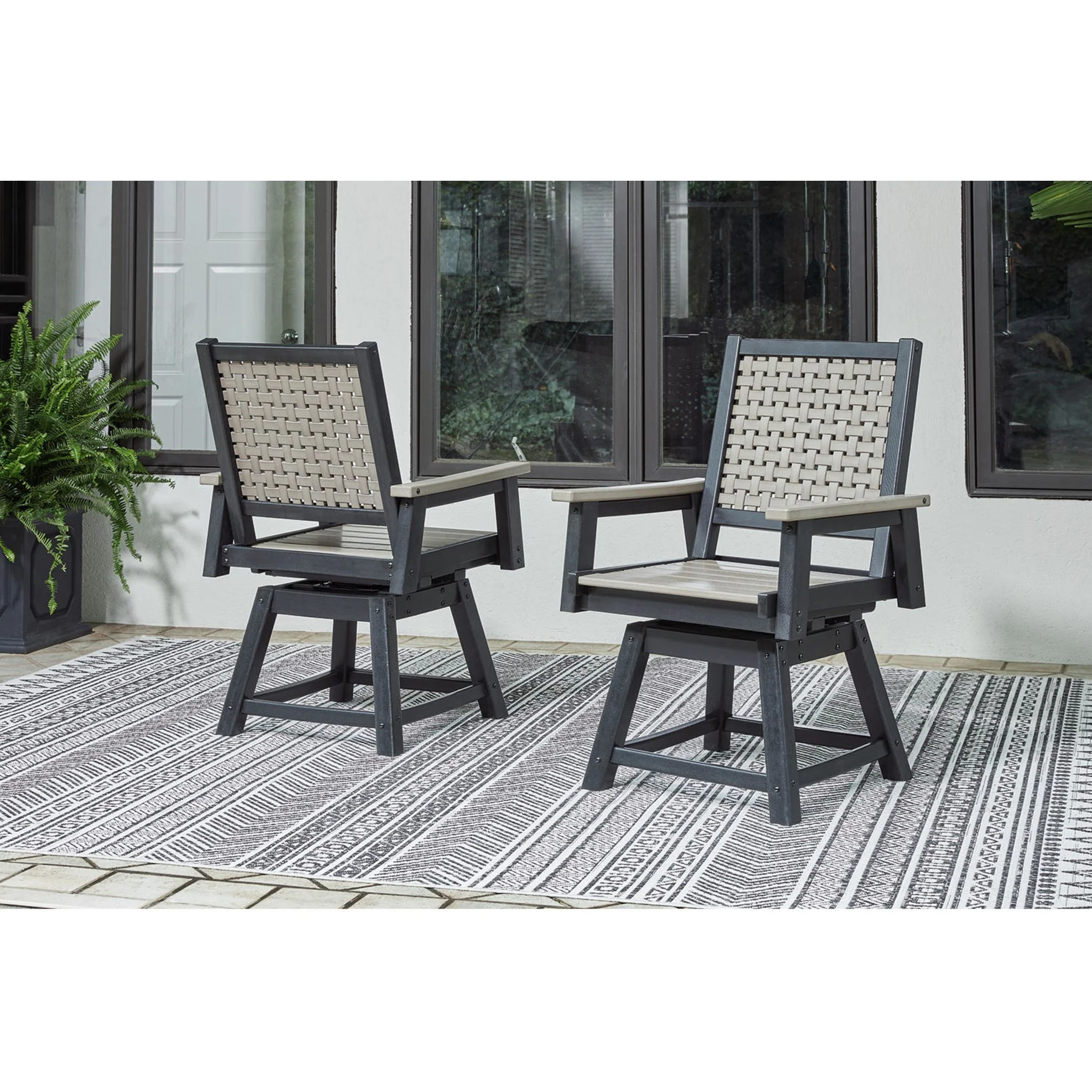 Mount Valley Outdoor Swivel Chair (set of 2) - Driftwood/Black - Image 2