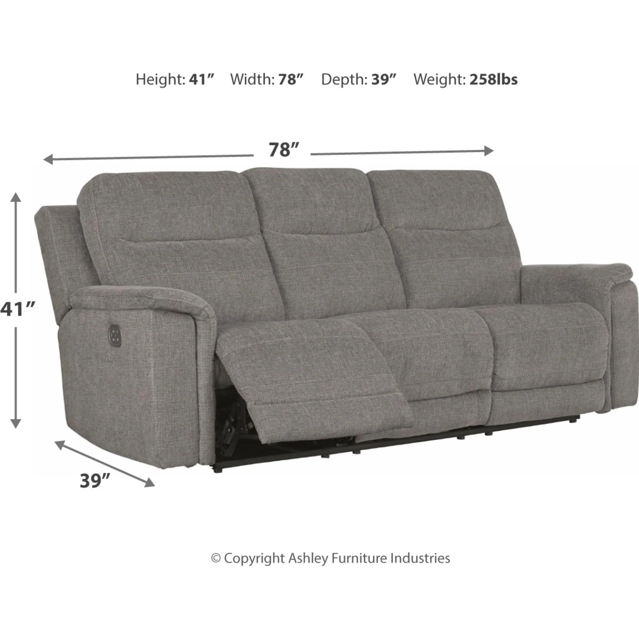 Mouttri Power Reclining Love with Power Headrest - Smoke - Image 2