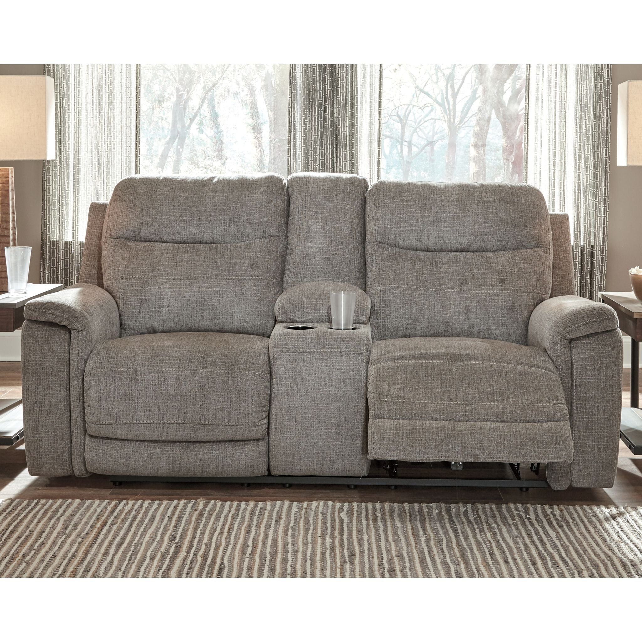Mouttri Power Reclining Love with Power Headrest - Smoke - Image 3