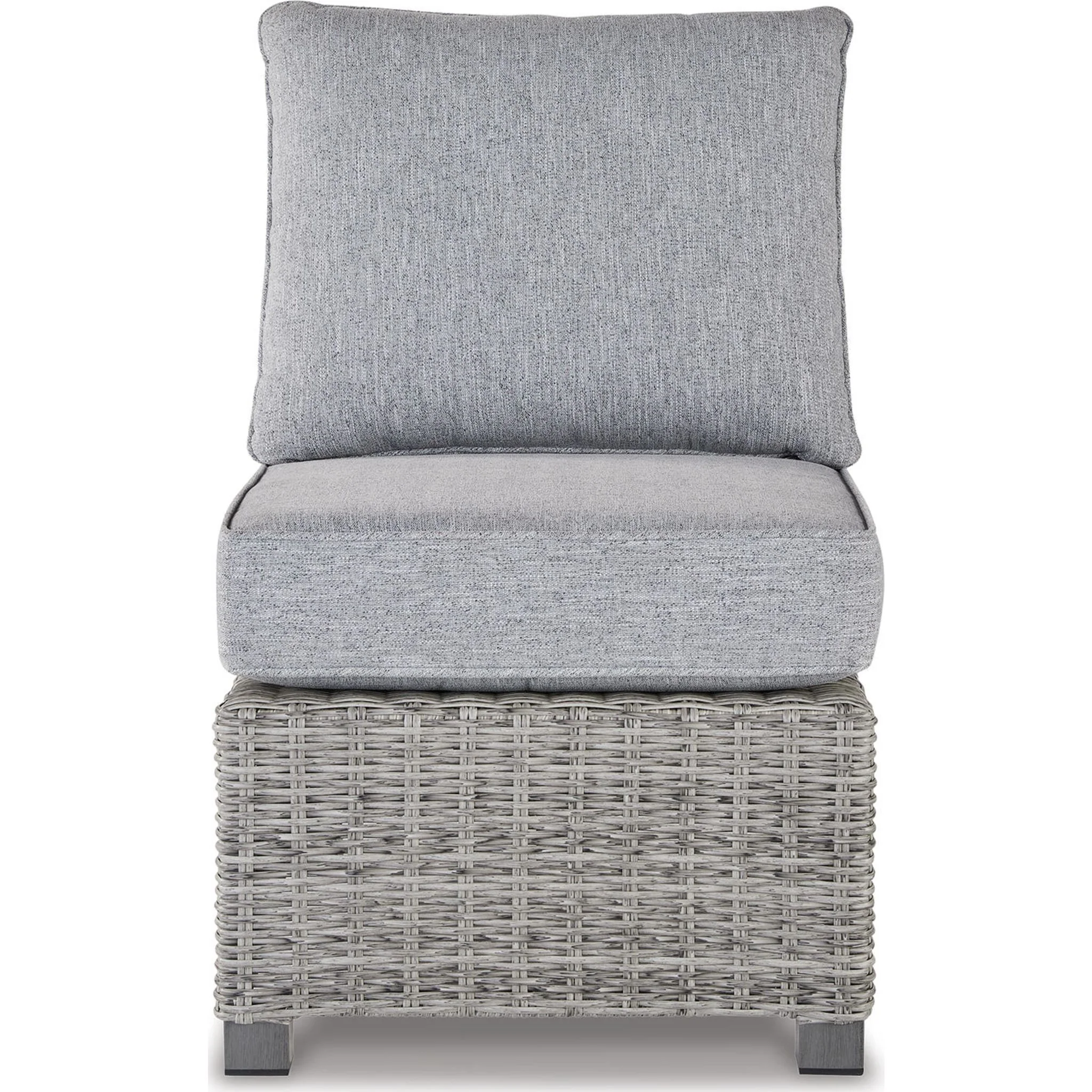 Naples Beach Outdoor Armless Chair with Cushion - Light Gray - Image 3