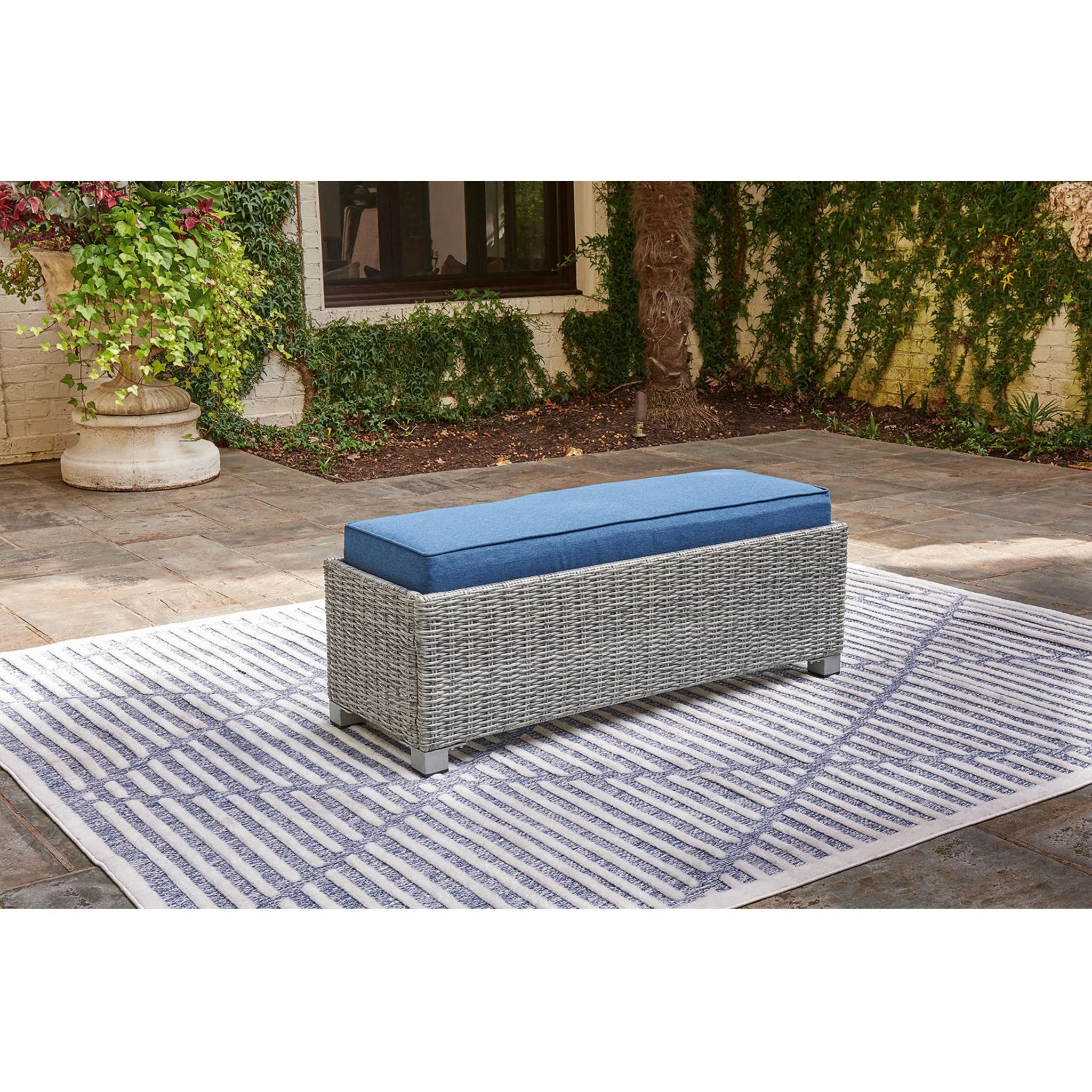 Naples Beach Outdoor Bench with Cushion - Light Gray - Image 9