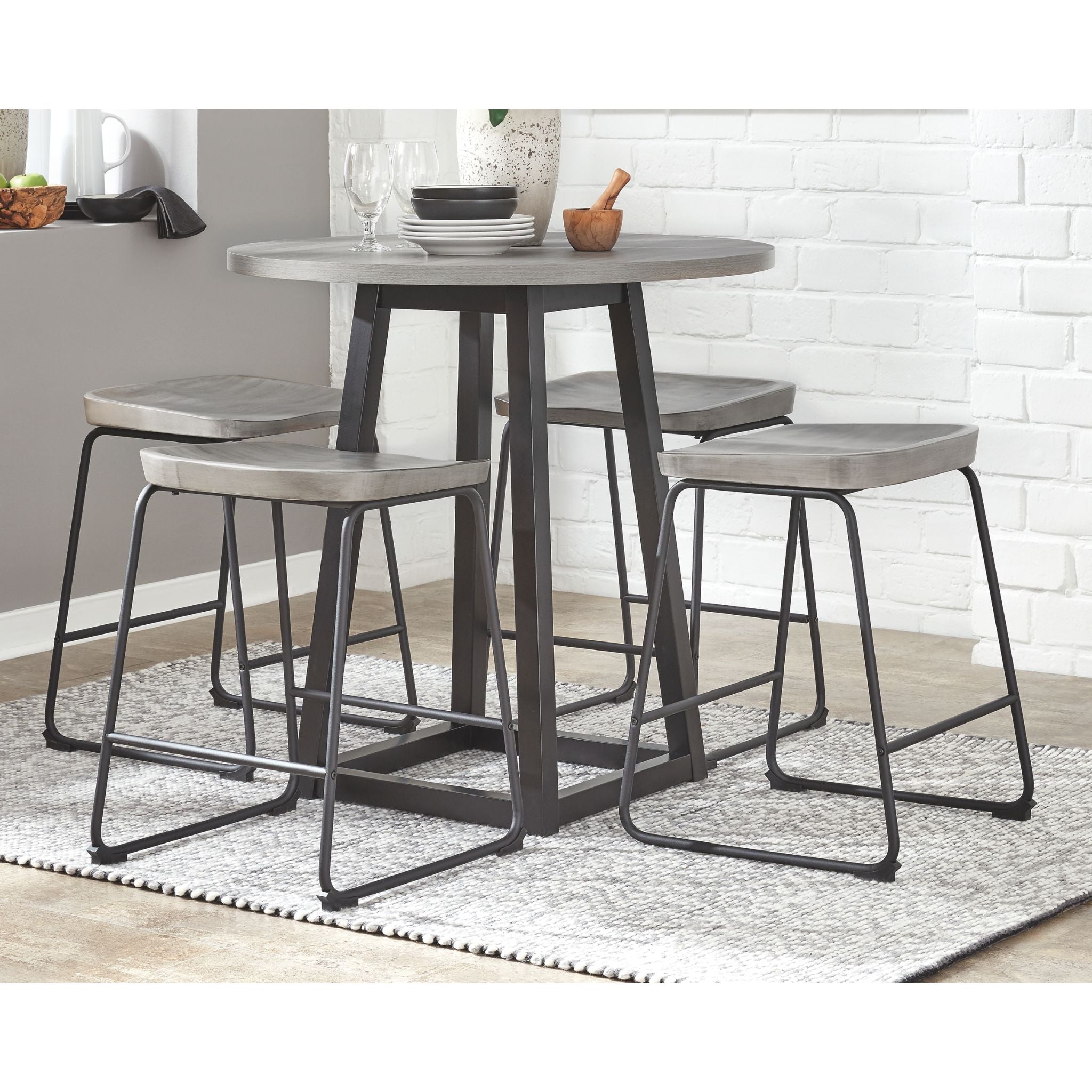Naples Counter Height Table - Gray/Black - (D205-13) - Image 2
