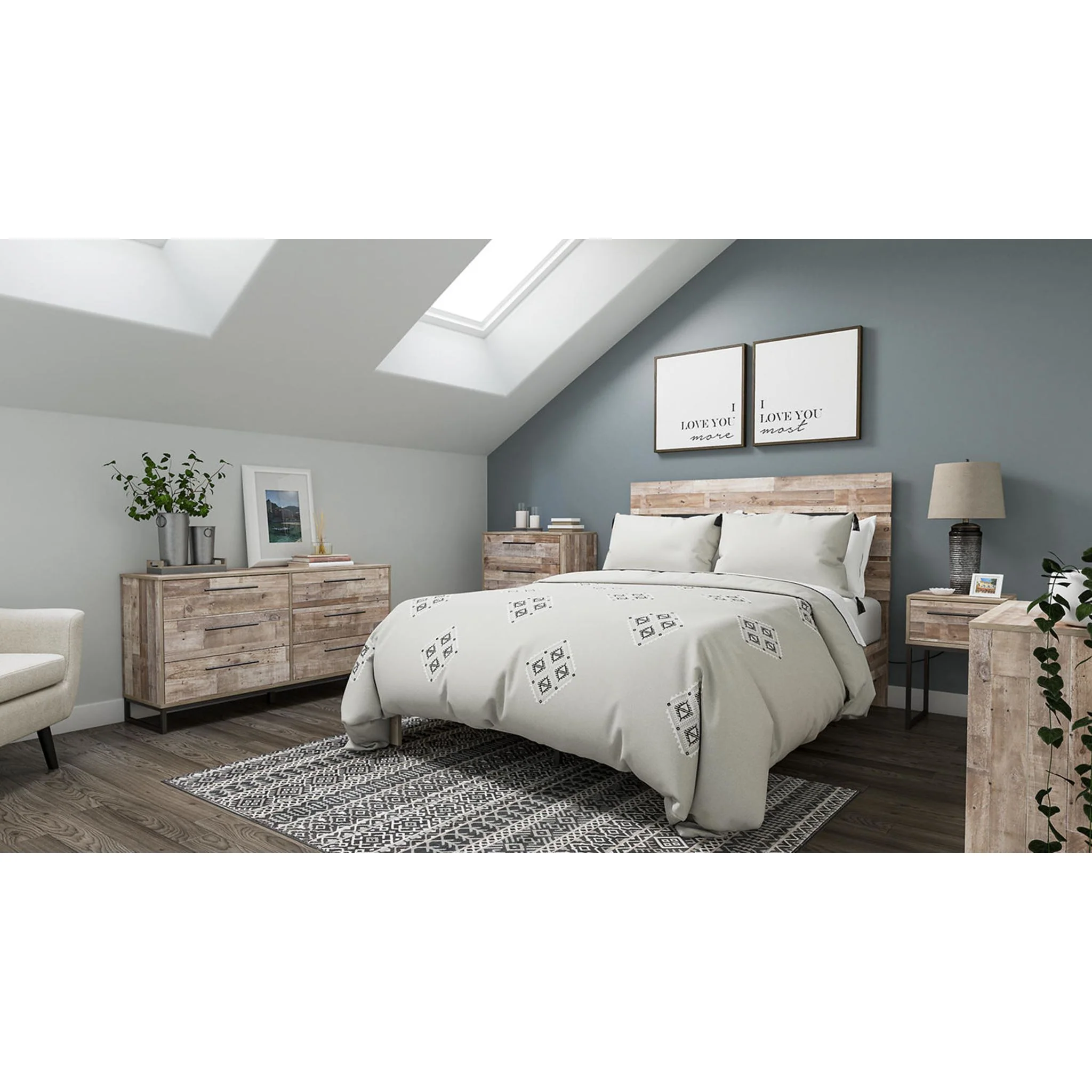 Neilsville Queen Platform Bed - Whitewash - Image 4