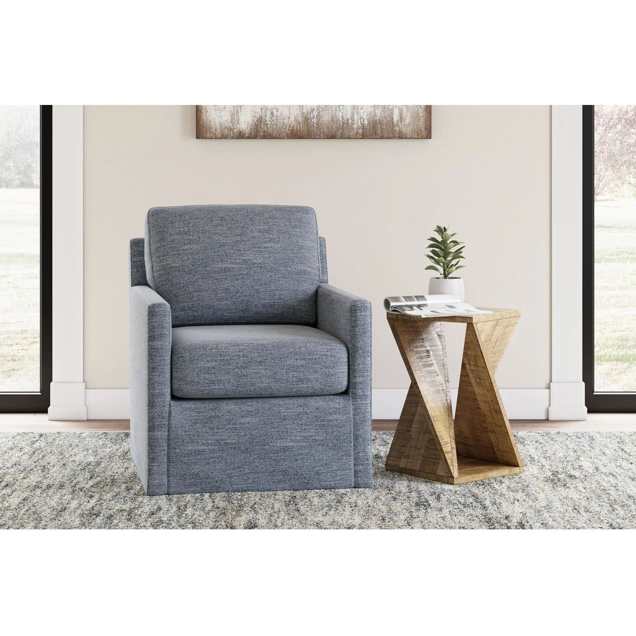 Nenana Next-Gen Nuvella Swivel Glider Accent Chair - Denim - Image 7