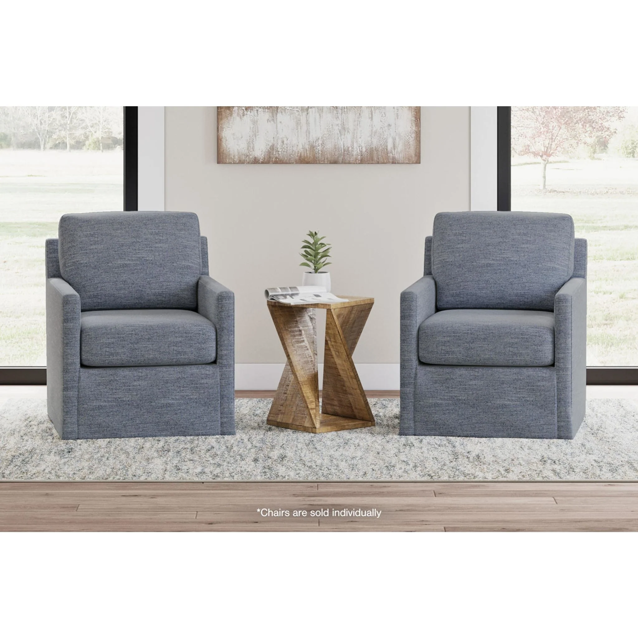 Nenana Next-Gen Nuvella Swivel Glider Accent Chair - Denim - Image 8