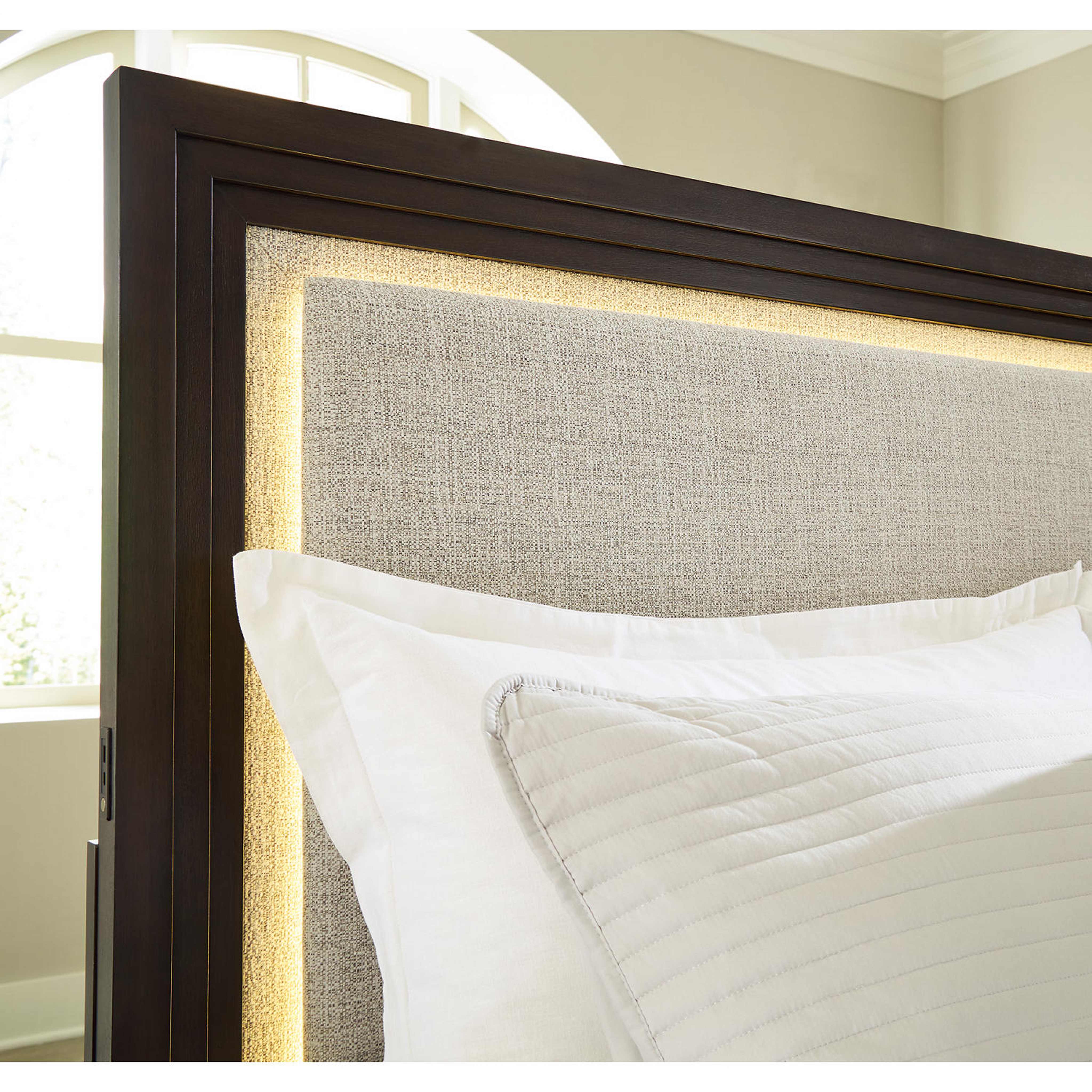 Neymorton Upholstered Headboard - Light Gray/Brown - Image 4