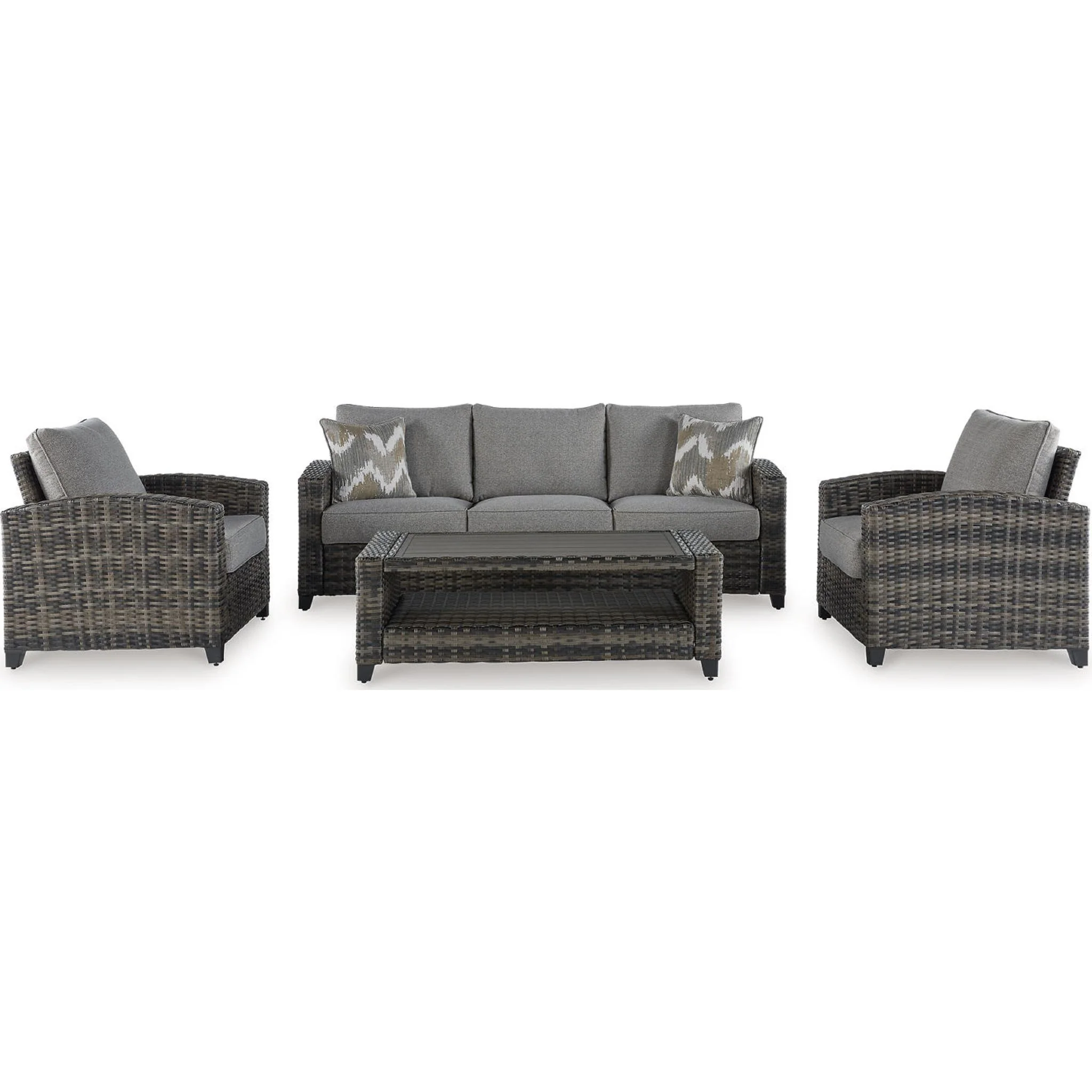 Oasis Court 4 Piece Outdoor Seating - Gray - Image 4