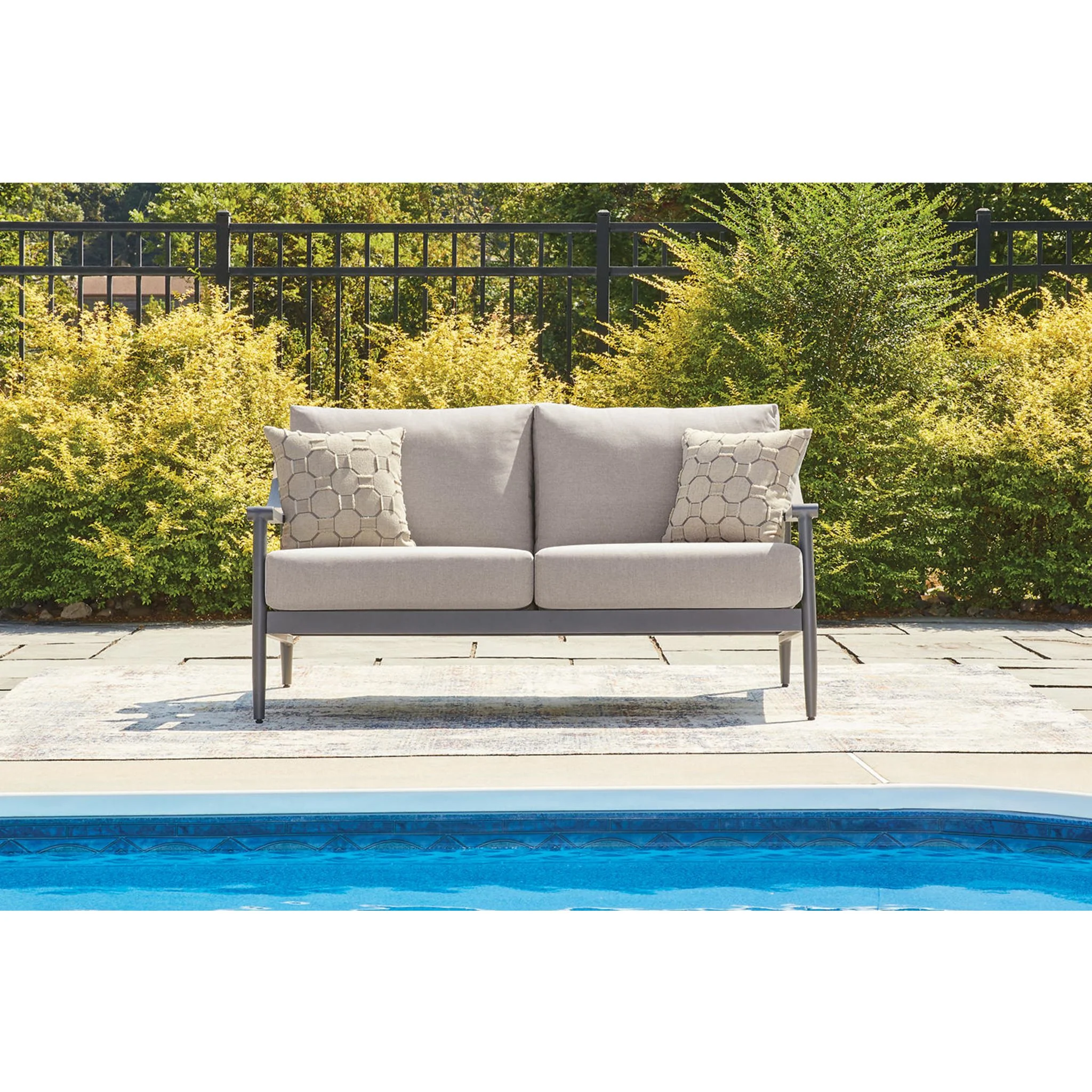 Ocean Beach Outdoor Loveseat with Cushion - Gray - Image 2