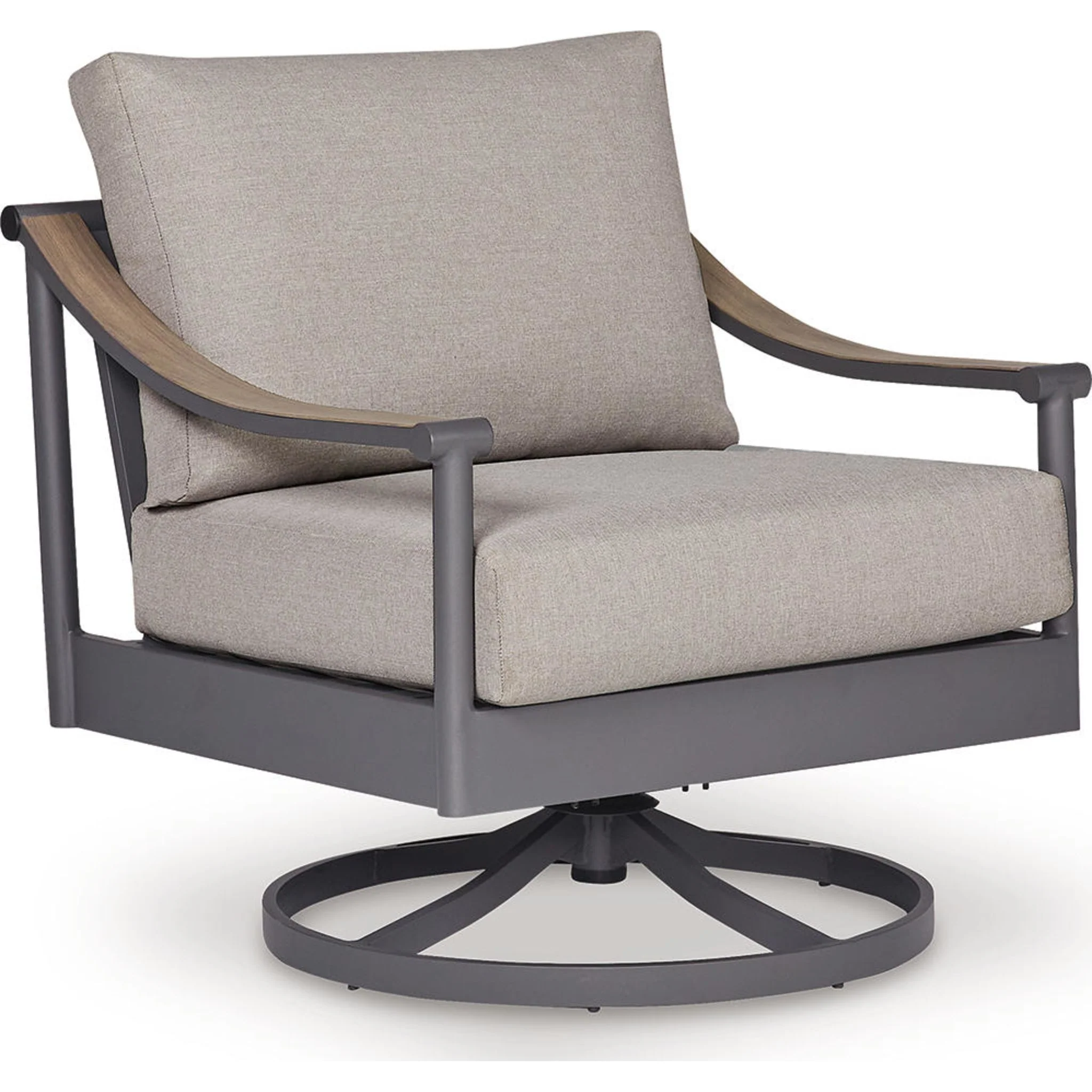 Ocean Beach Outdoor Swivel Lounge Chair with Cushion - Gray