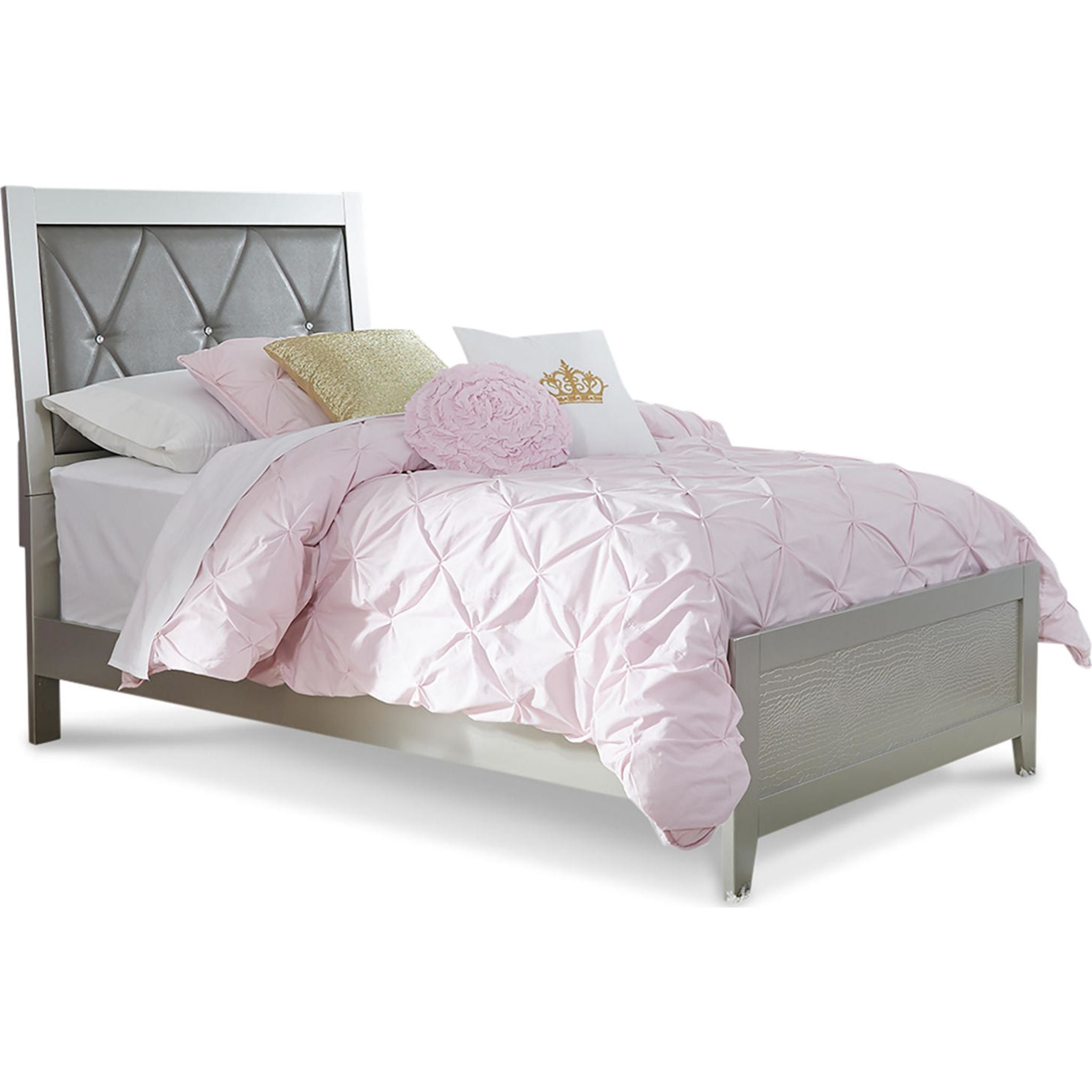 Olivet Twin Panel Bed - Silver
