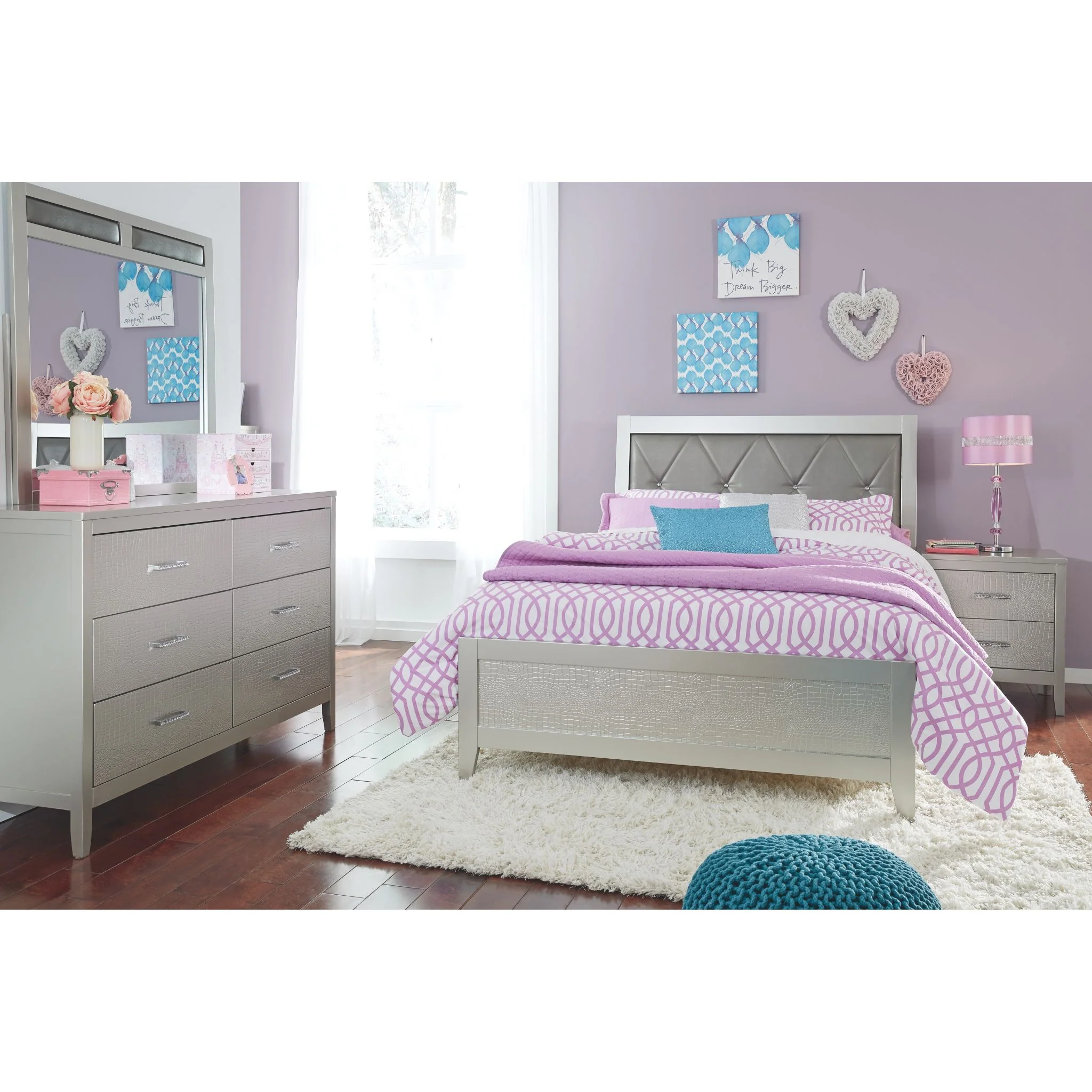 Olivet Twin Panel Bed - Silver - Image 5