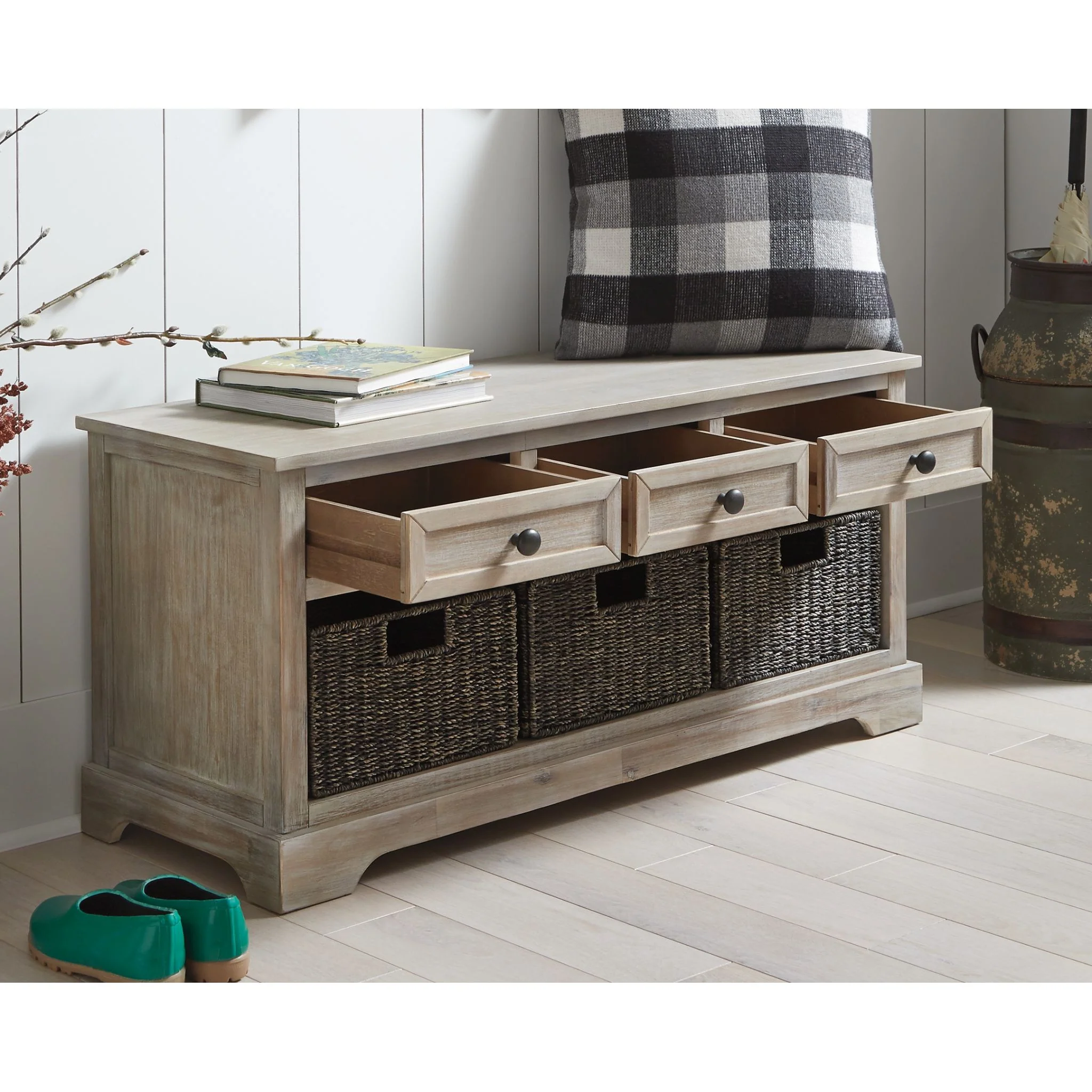 Oslember Storage Bench - Light Brown - Image 3