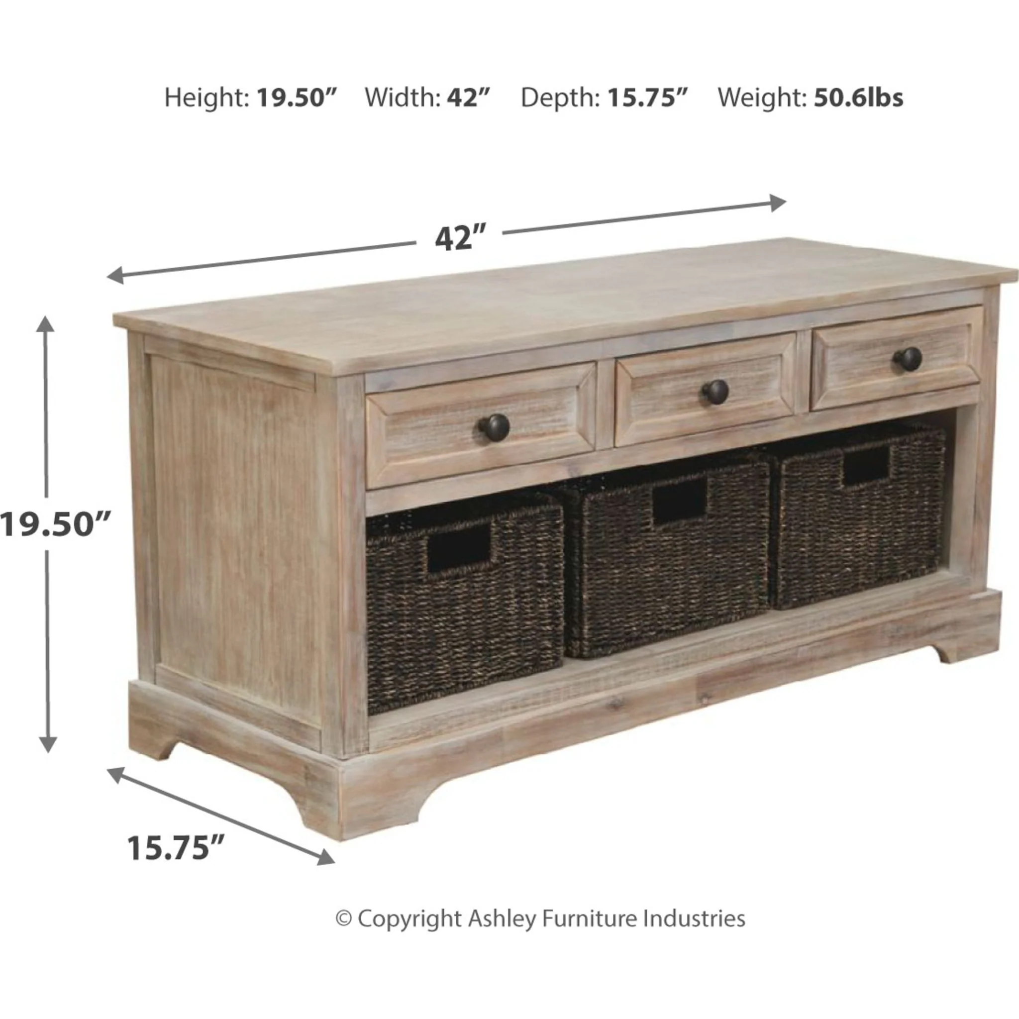 Oslember Storage Bench - Light Brown - Image 4