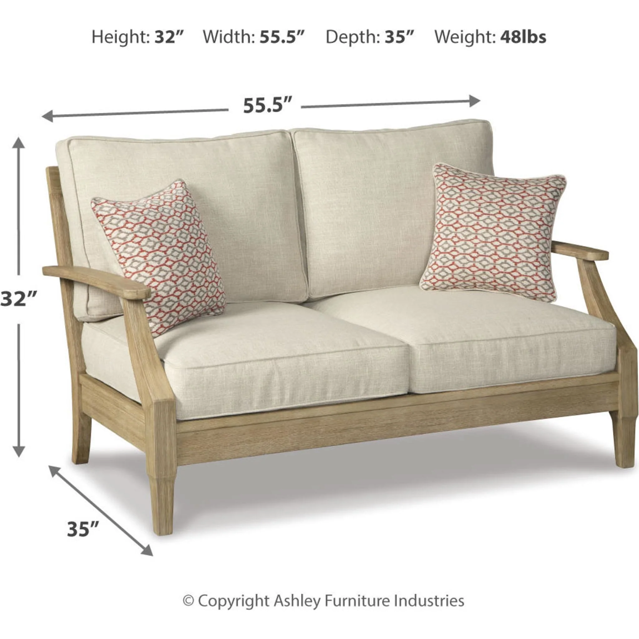 Clare View Outdoor Loveseat with Cushion - Beige - Image 13
