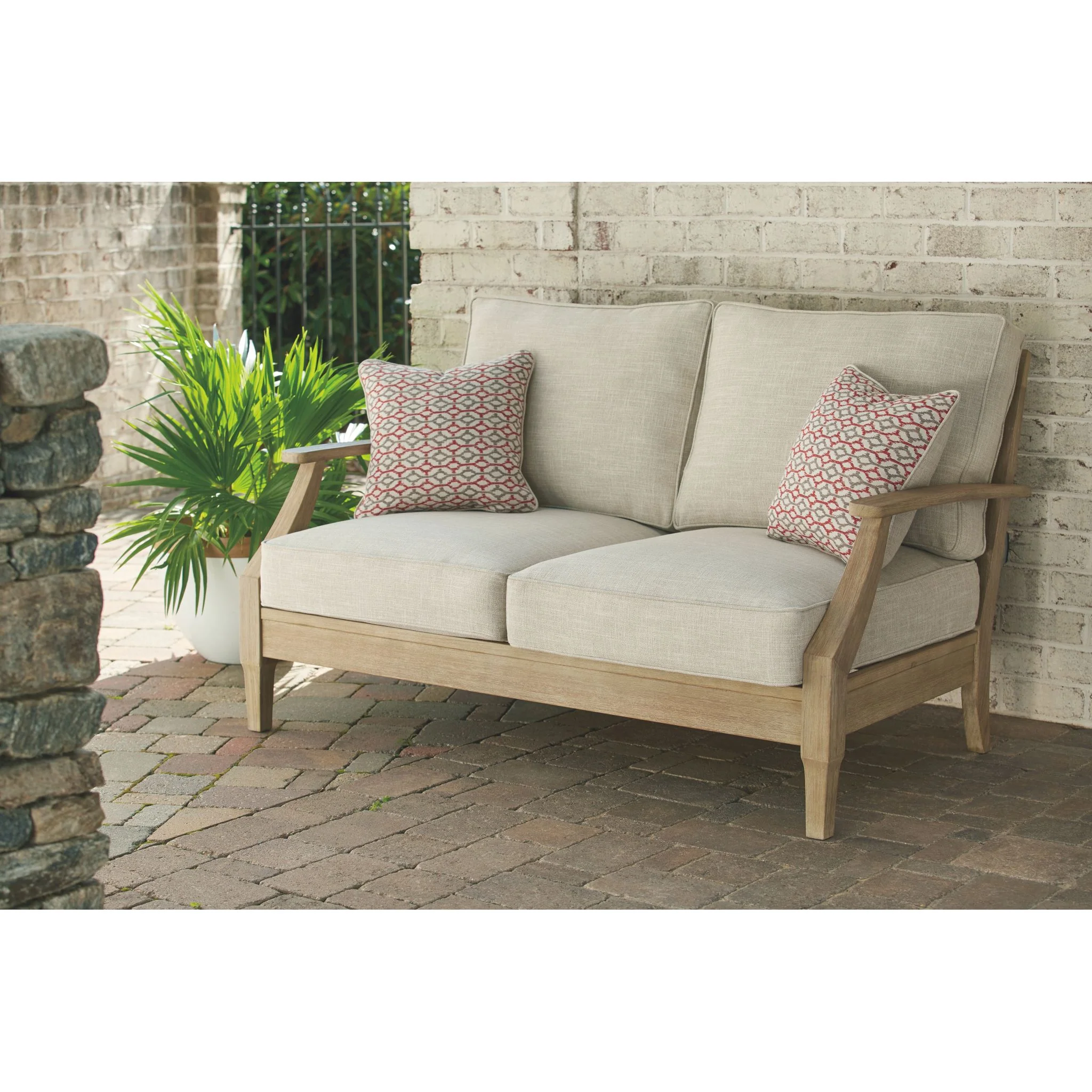 Clare View Outdoor Loveseat with Cushion - Beige - Image 2