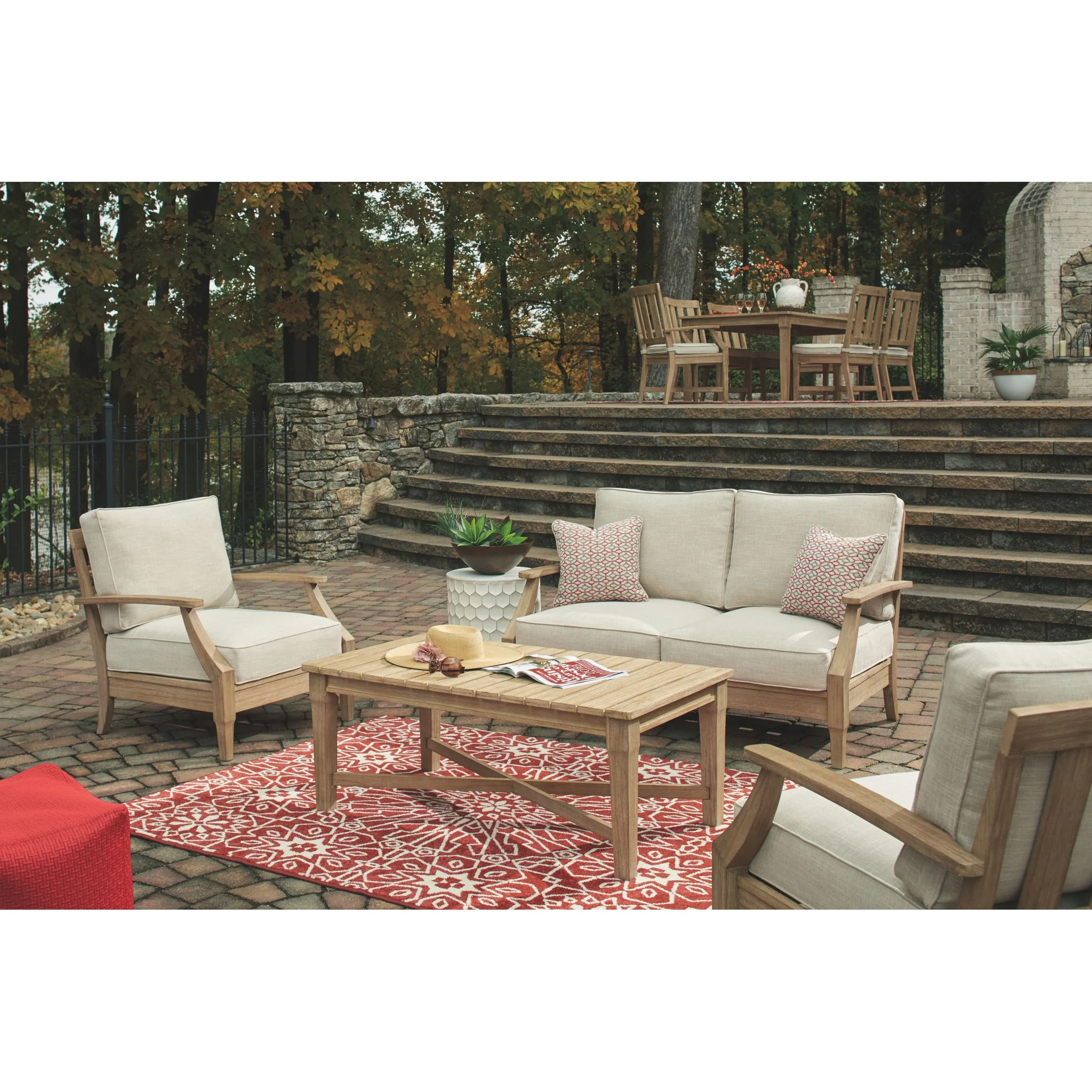 Clare View Outdoor Loveseat with Cushion - Beige - Image 3