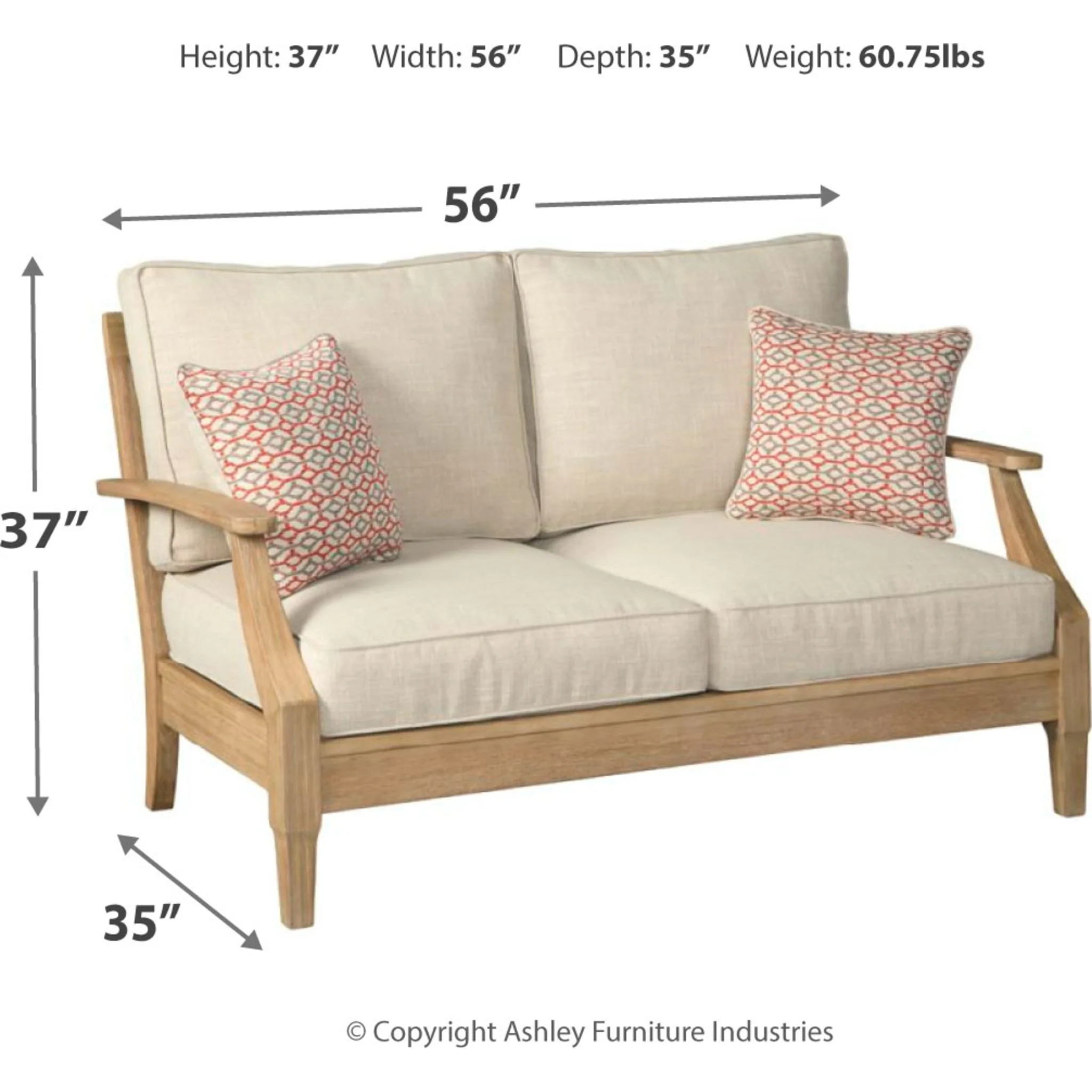 Clare View Outdoor Loveseat with Cushion - Beige - Image 4