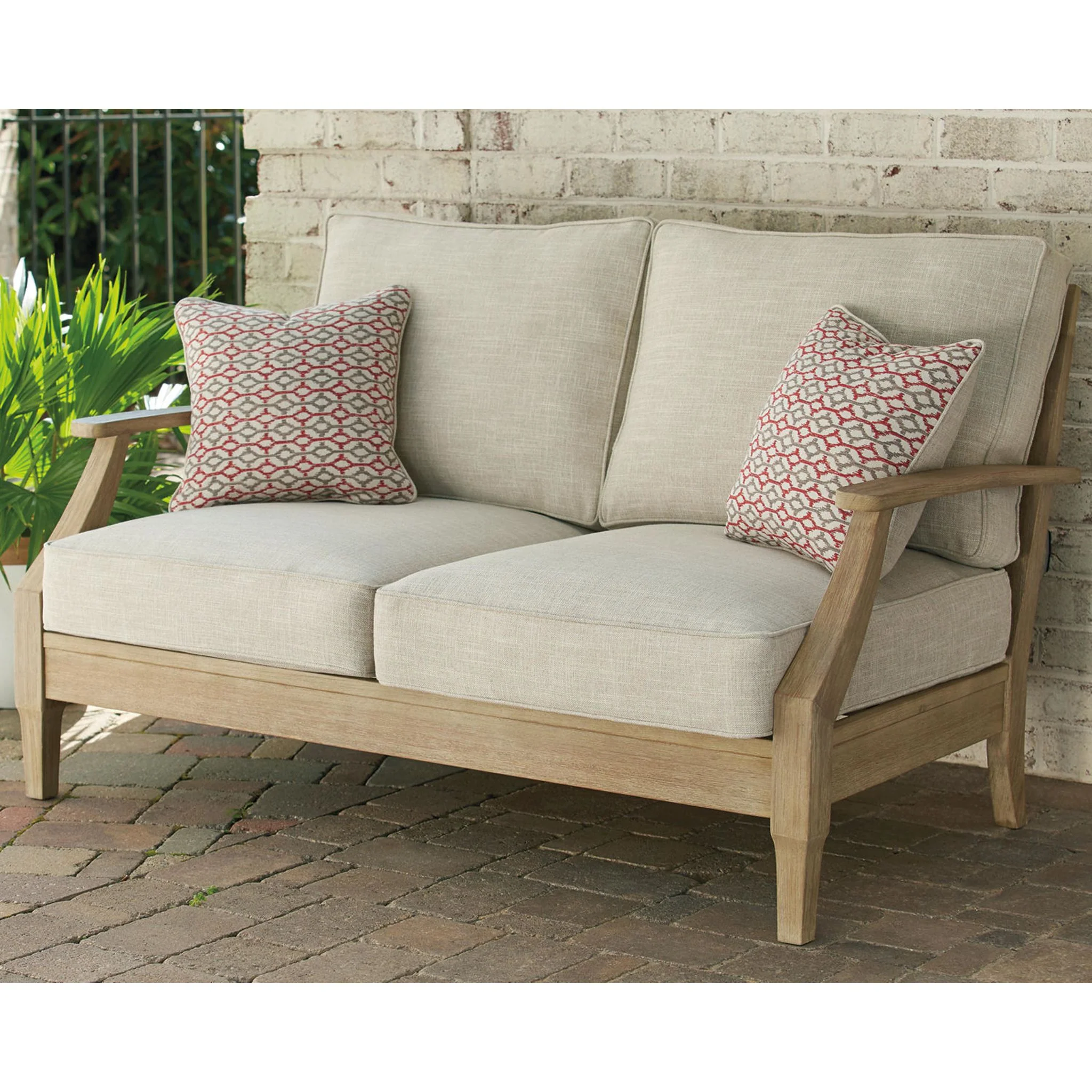 Clare View Outdoor Loveseat with Cushion - Beige - Image 8