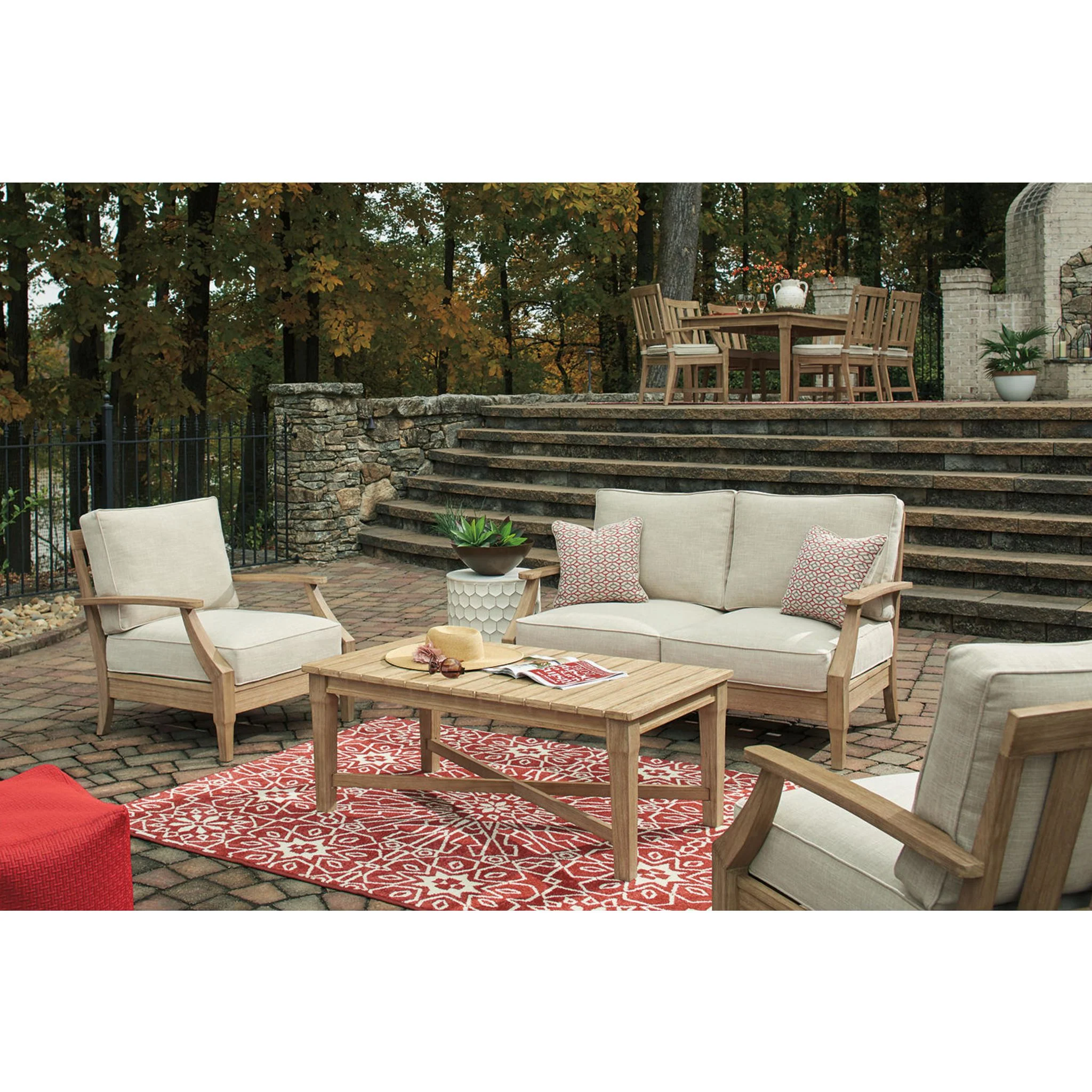 Clare View Outdoor Loveseat with Cushion - Beige - Image 9
