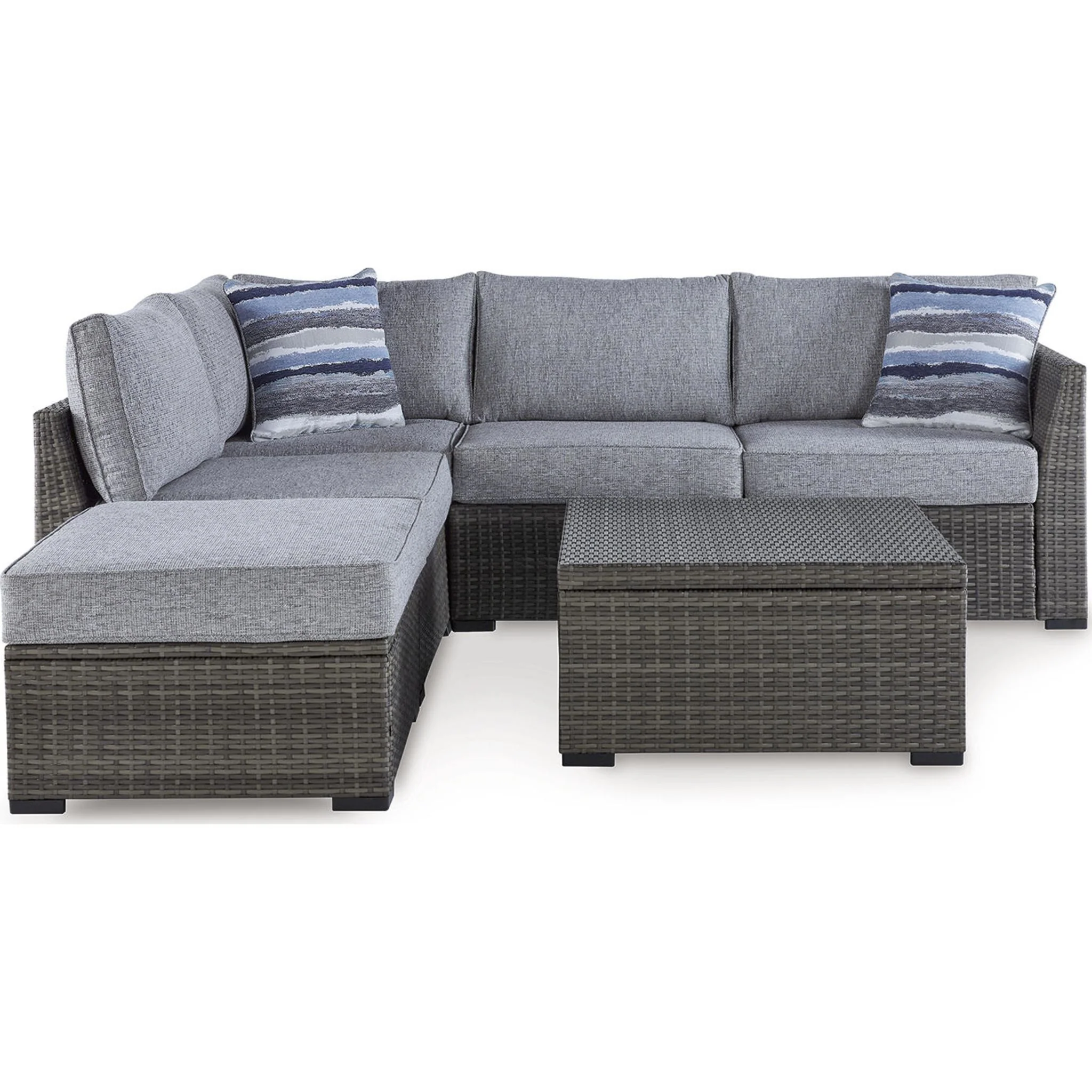 Petal Road Outdoor Sectional with Ottoman and Coffee Table - Gray - Image 16
