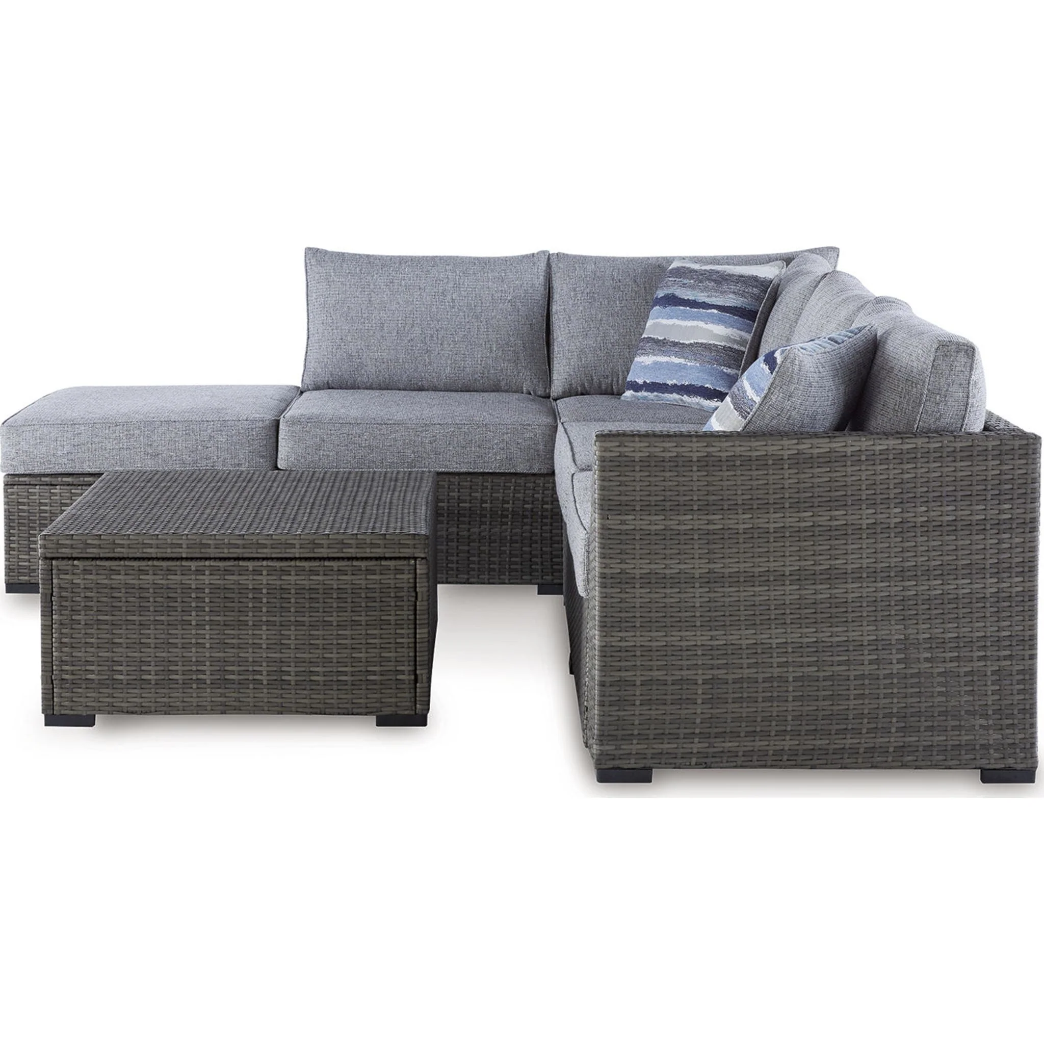 Petal Road Outdoor Sectional with Ottoman and Coffee Table - Gray - Image 17