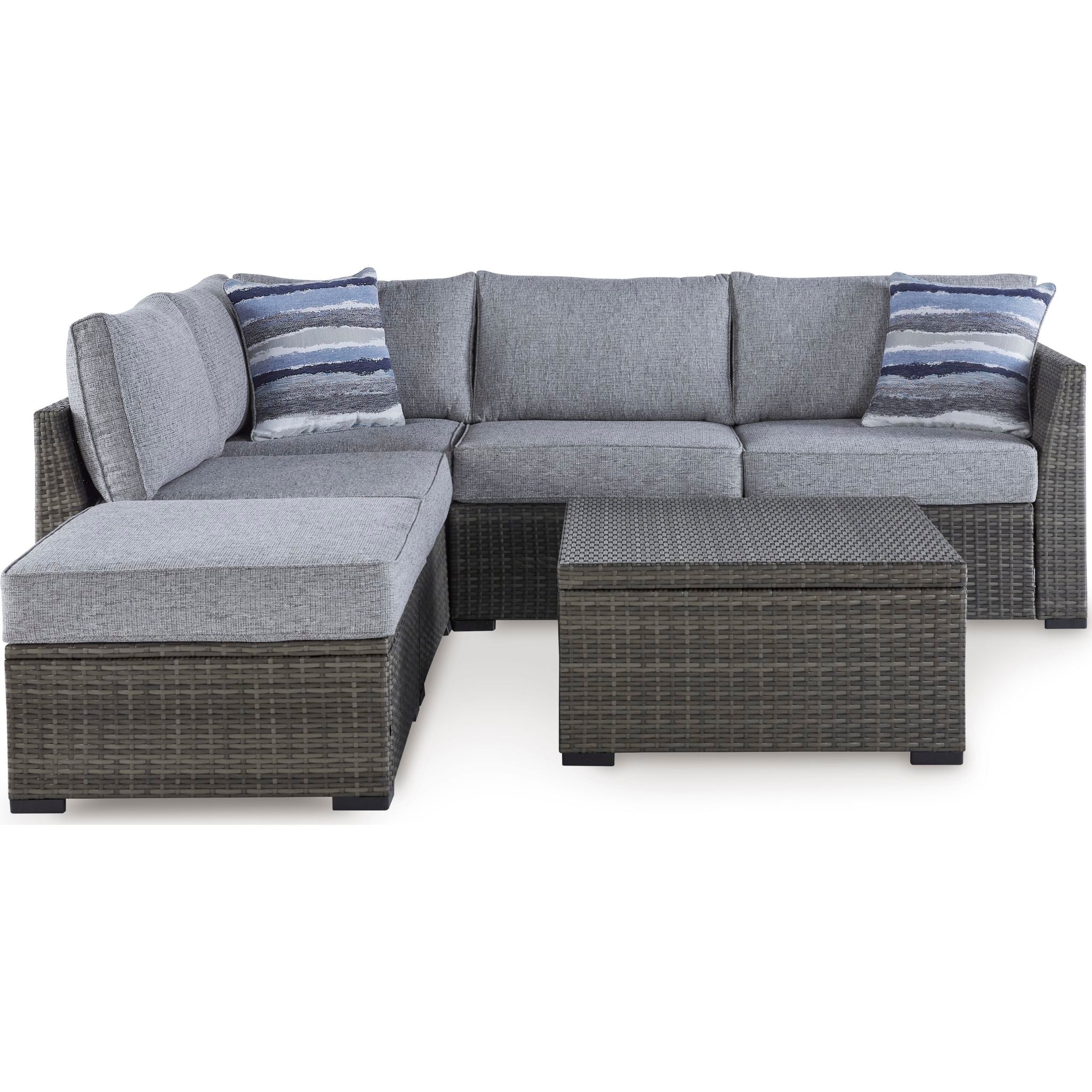 Petal Road Outdoor Sectional with Ottoman and Coffee Table - Gray - Image 4