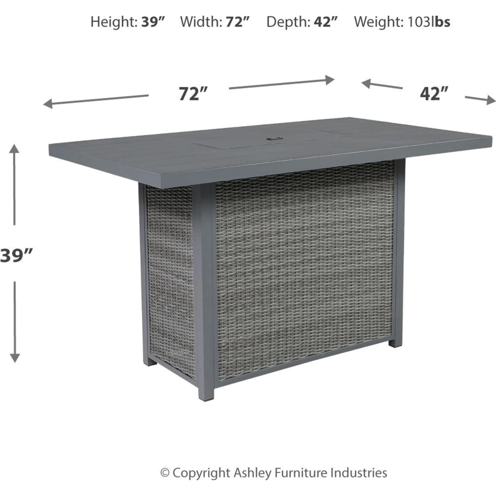 Palazzo Outdoor Bar Table with Fire Pit - Gray - Image 5