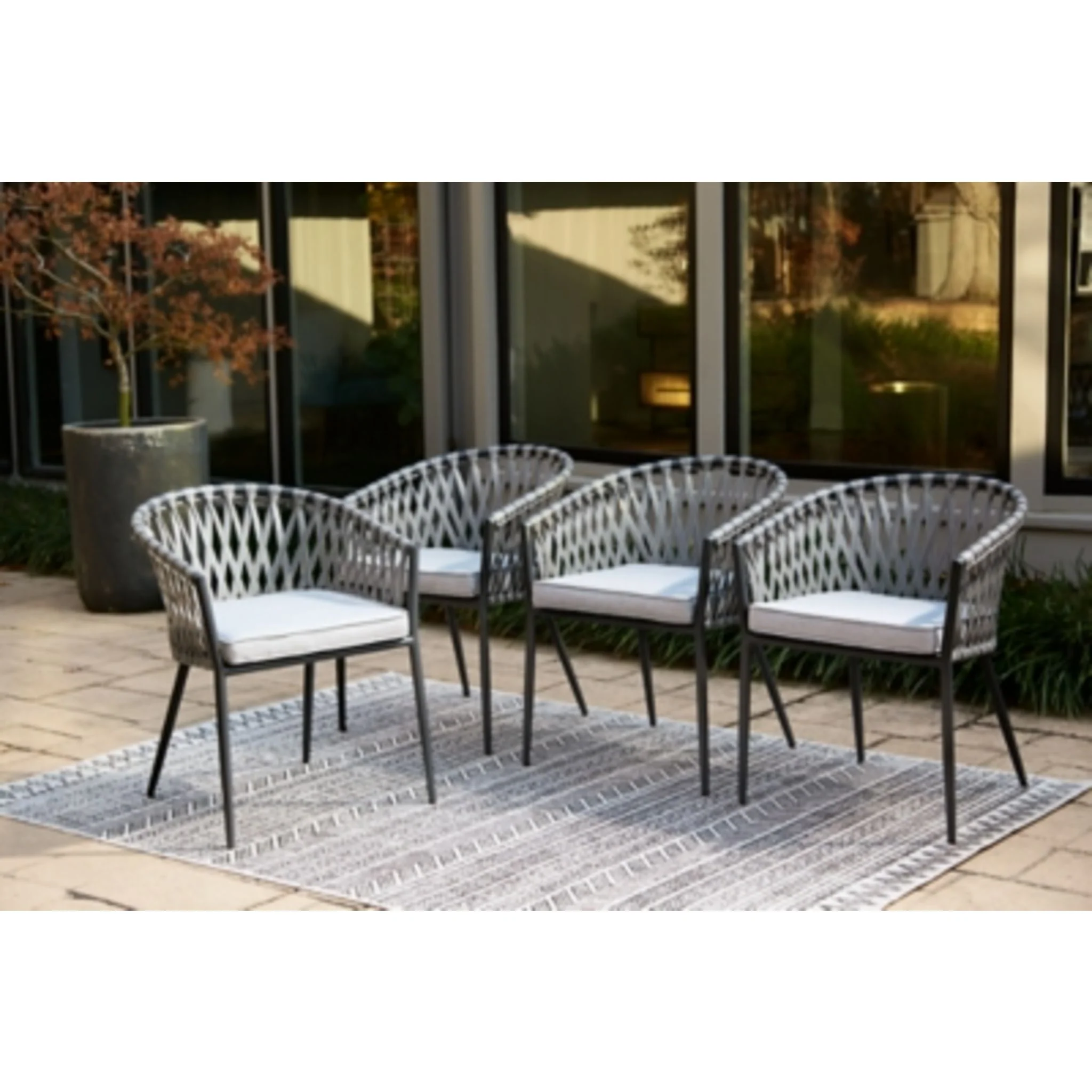 Palm Bliss Outdoor Dining Chair (set of 4) - Gray - Image 4