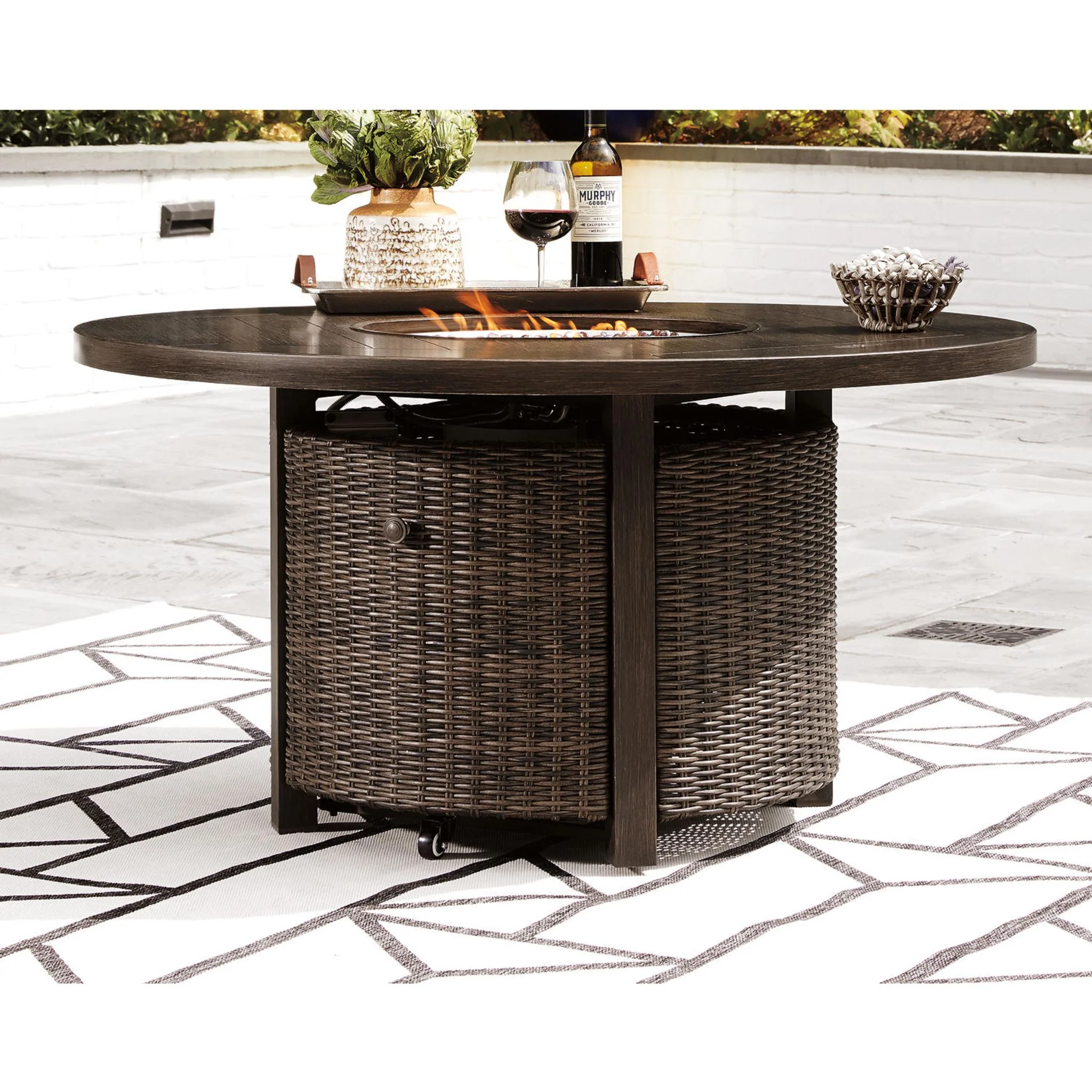 Paradise Trail Outdoor Fire Pit Table - Medium Brown - Image 10