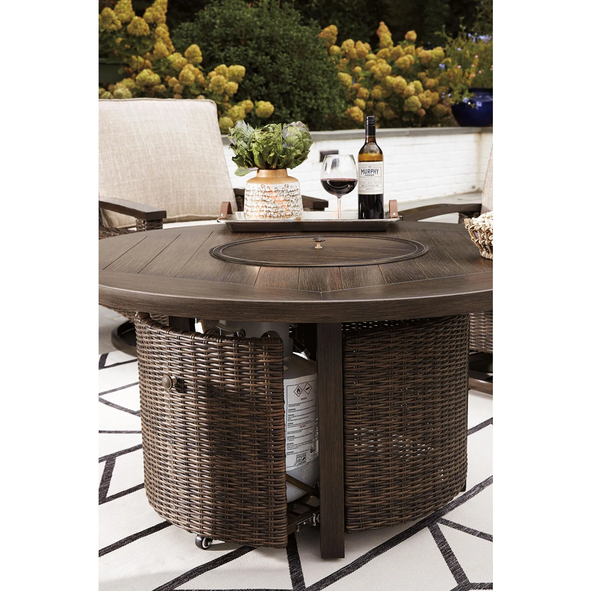 Paradise Trail Outdoor Fire Pit Table - Medium Brown - Image 12