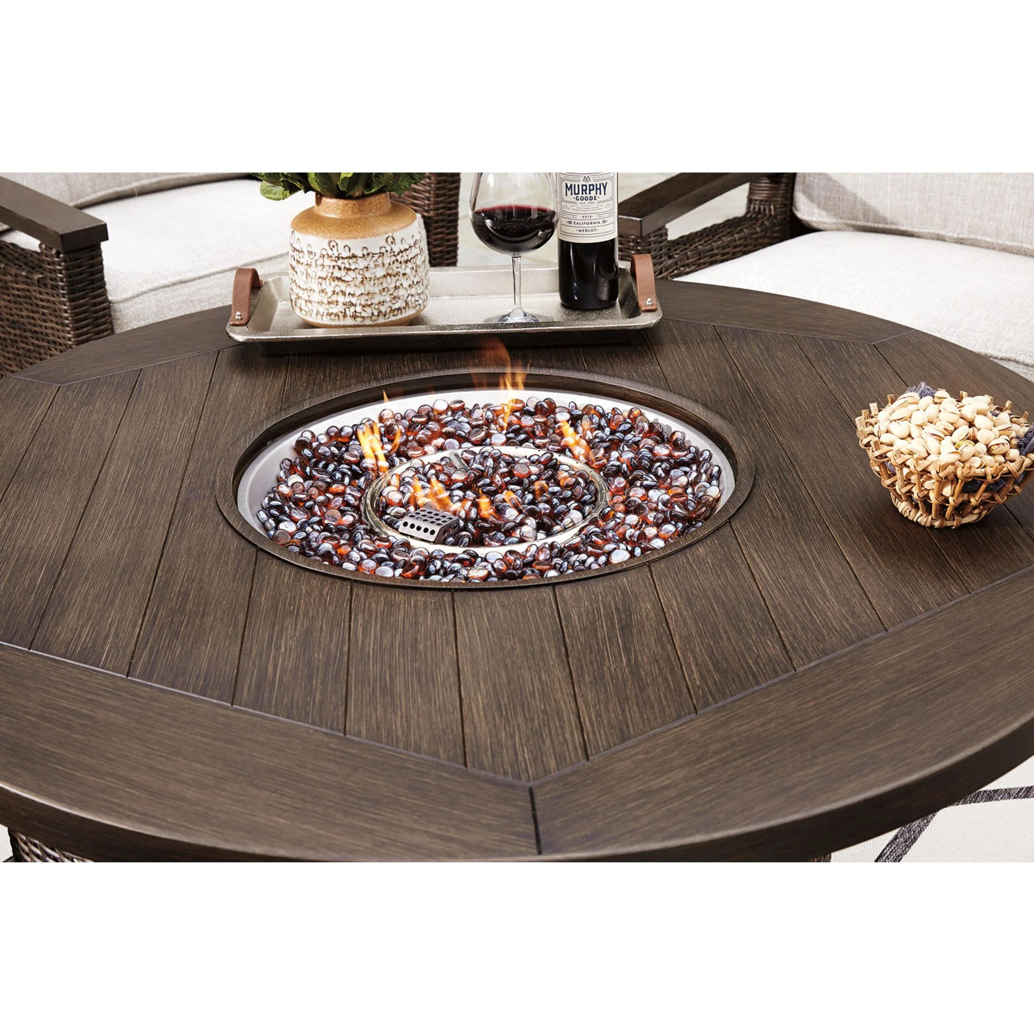 Paradise Trail Outdoor Fire Pit Table - Medium Brown - Image 13