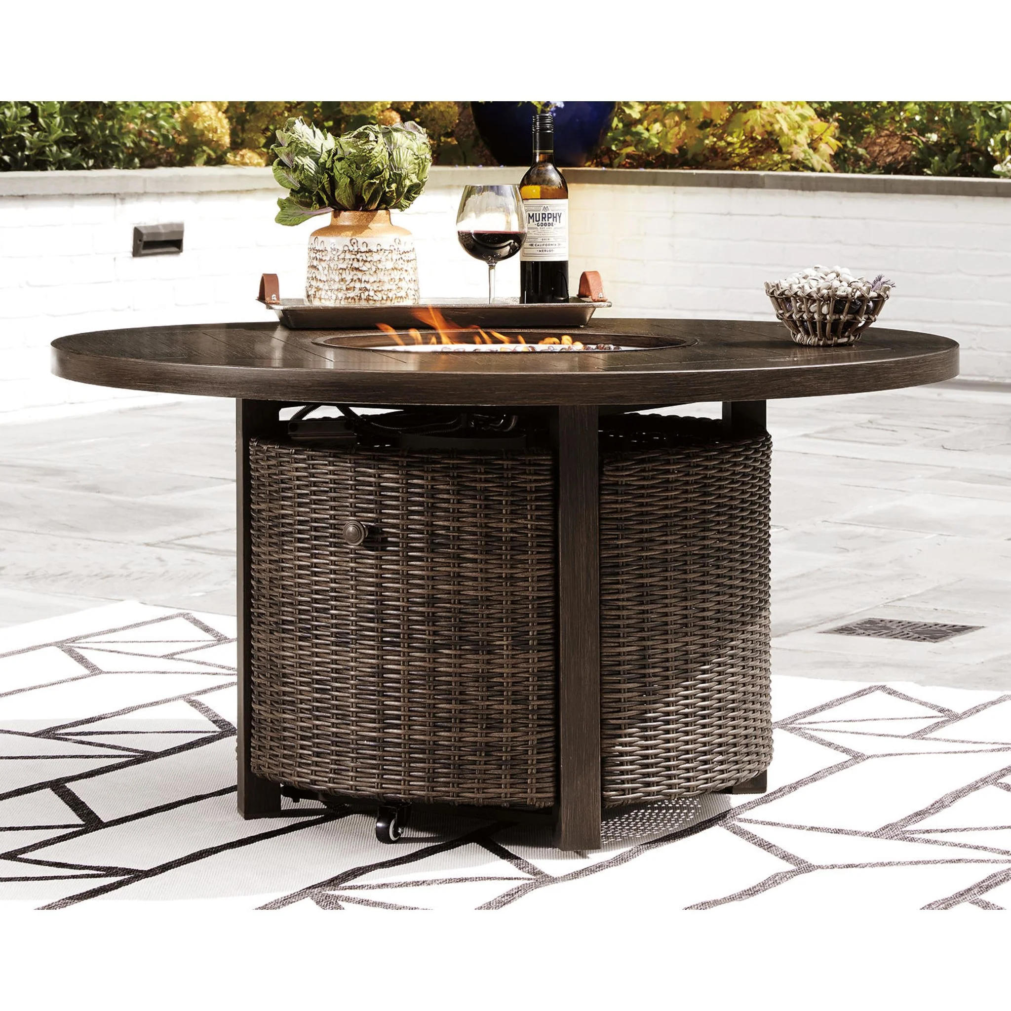 Paradise Trail Outdoor Fire Pit Table - Medium Brown - Image 15