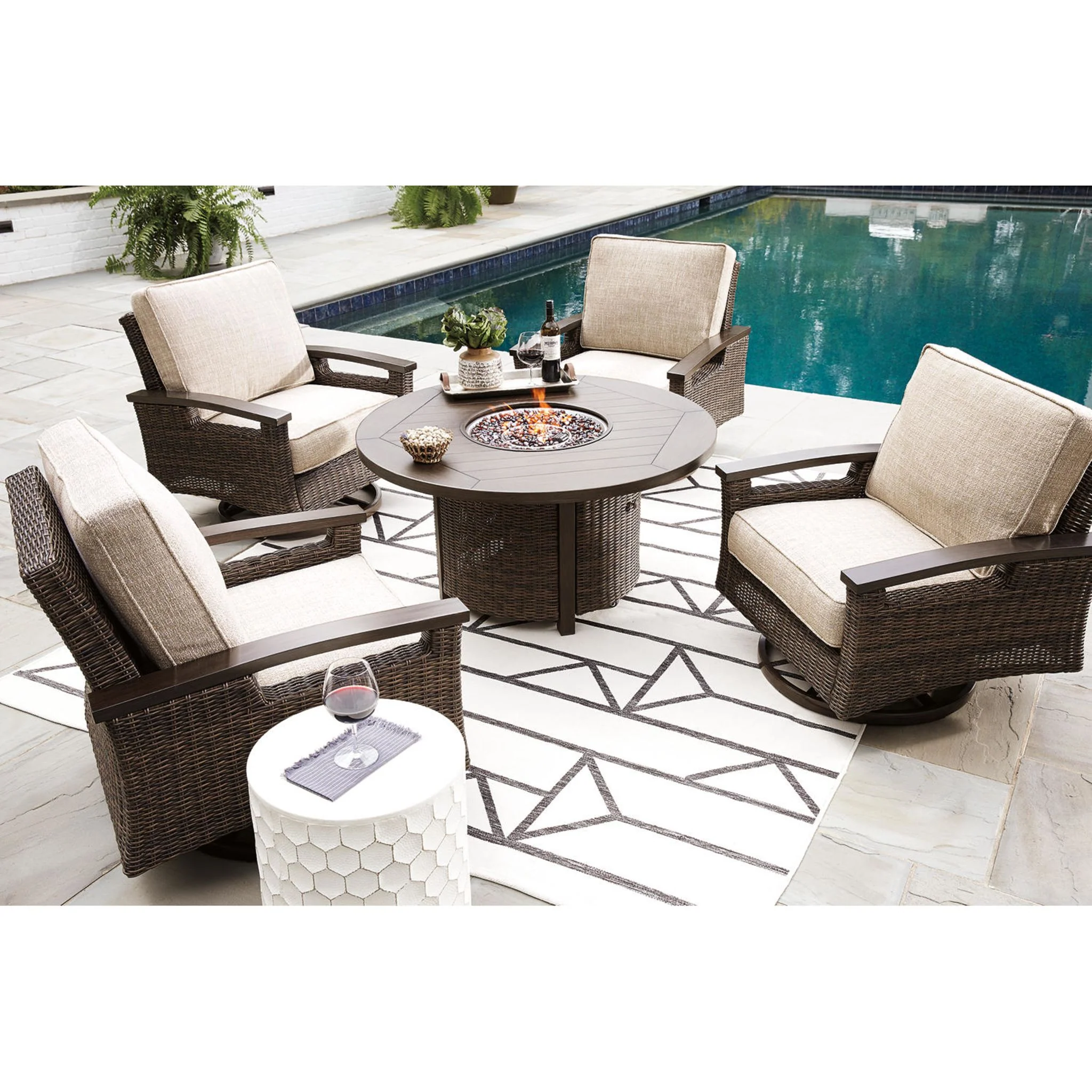 Paradise Trail Outdoor Fire Pit Table - Medium Brown - Image 16