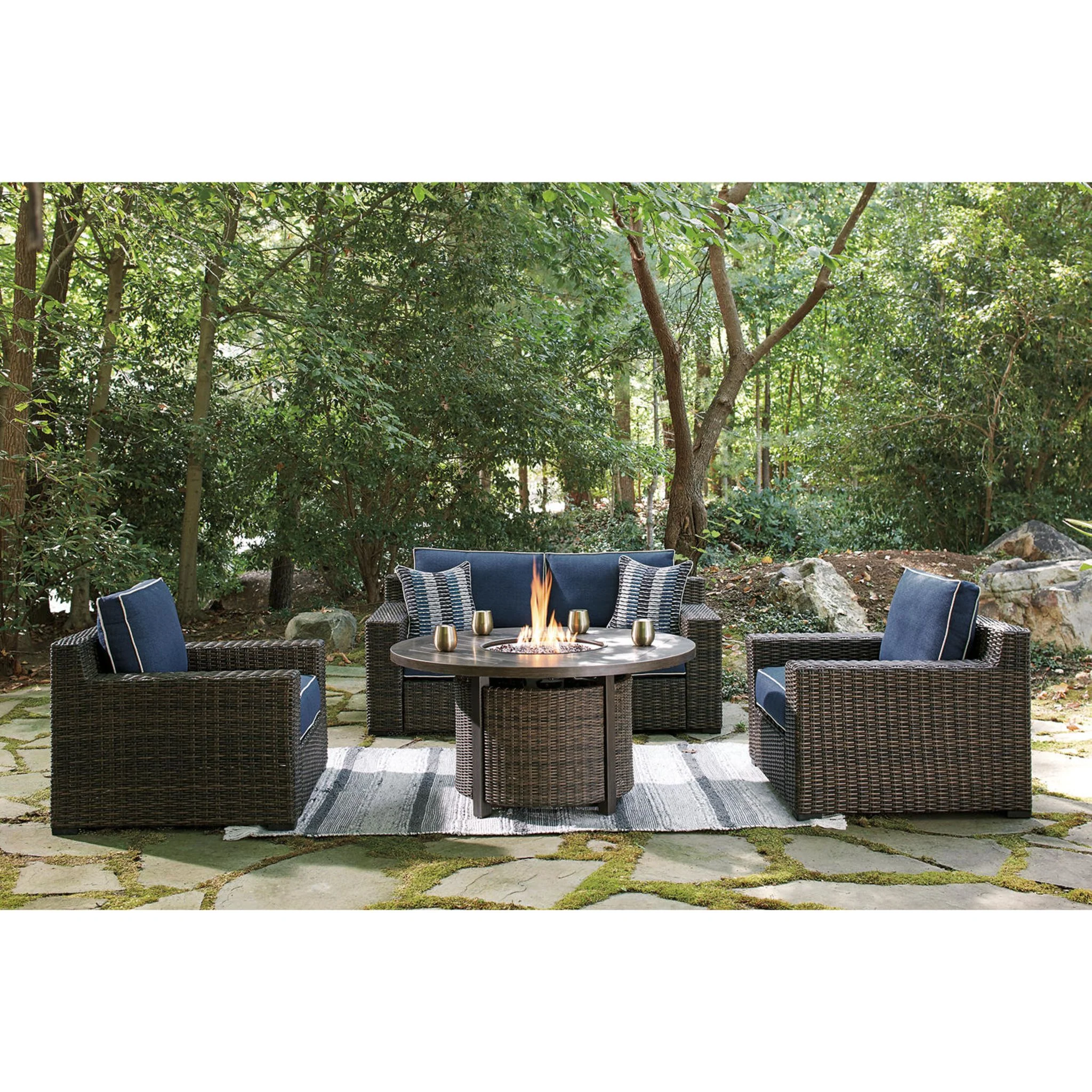 Paradise Trail Outdoor Fire Pit Table - Medium Brown - Image 19