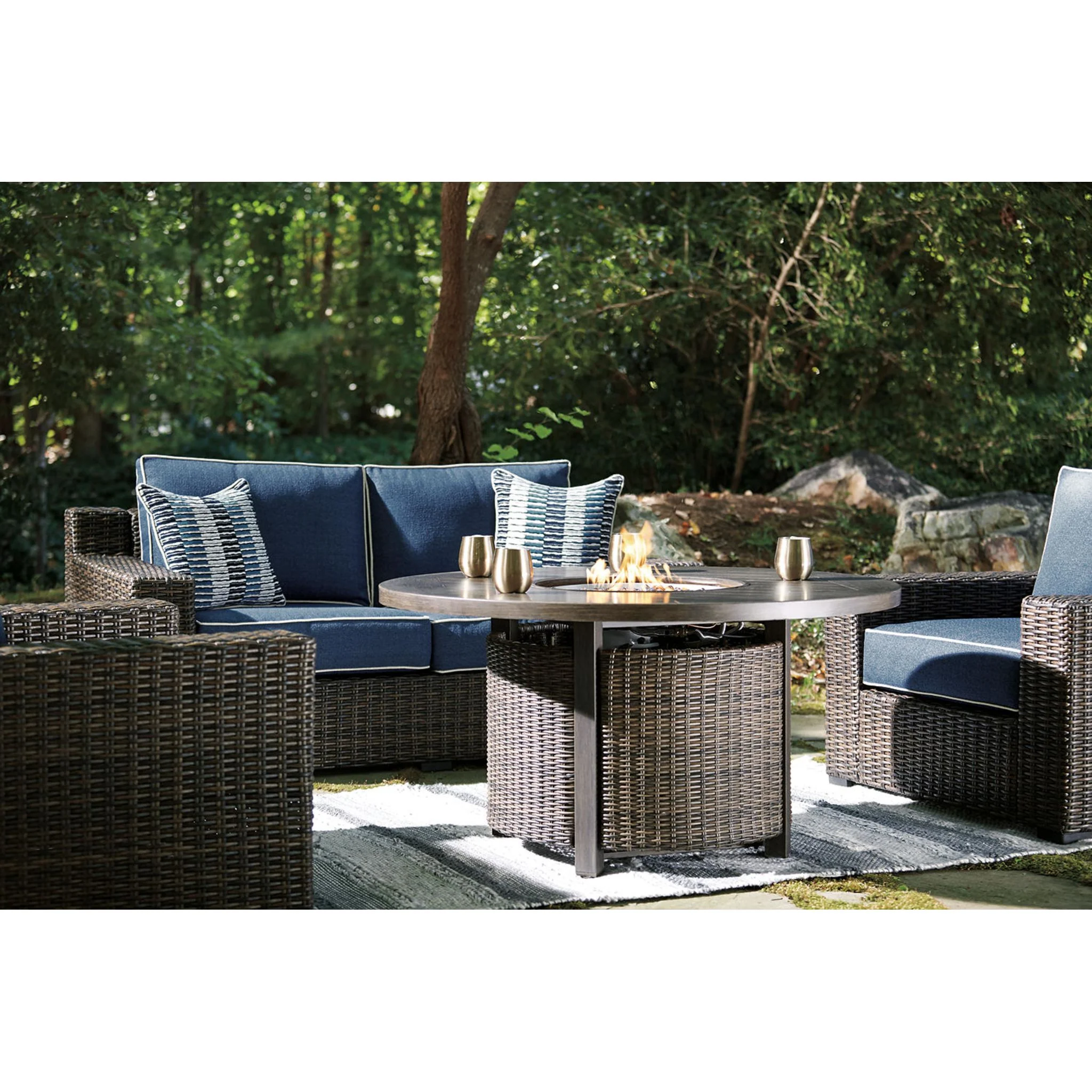 Paradise Trail Outdoor Fire Pit Table - Medium Brown - Image 20