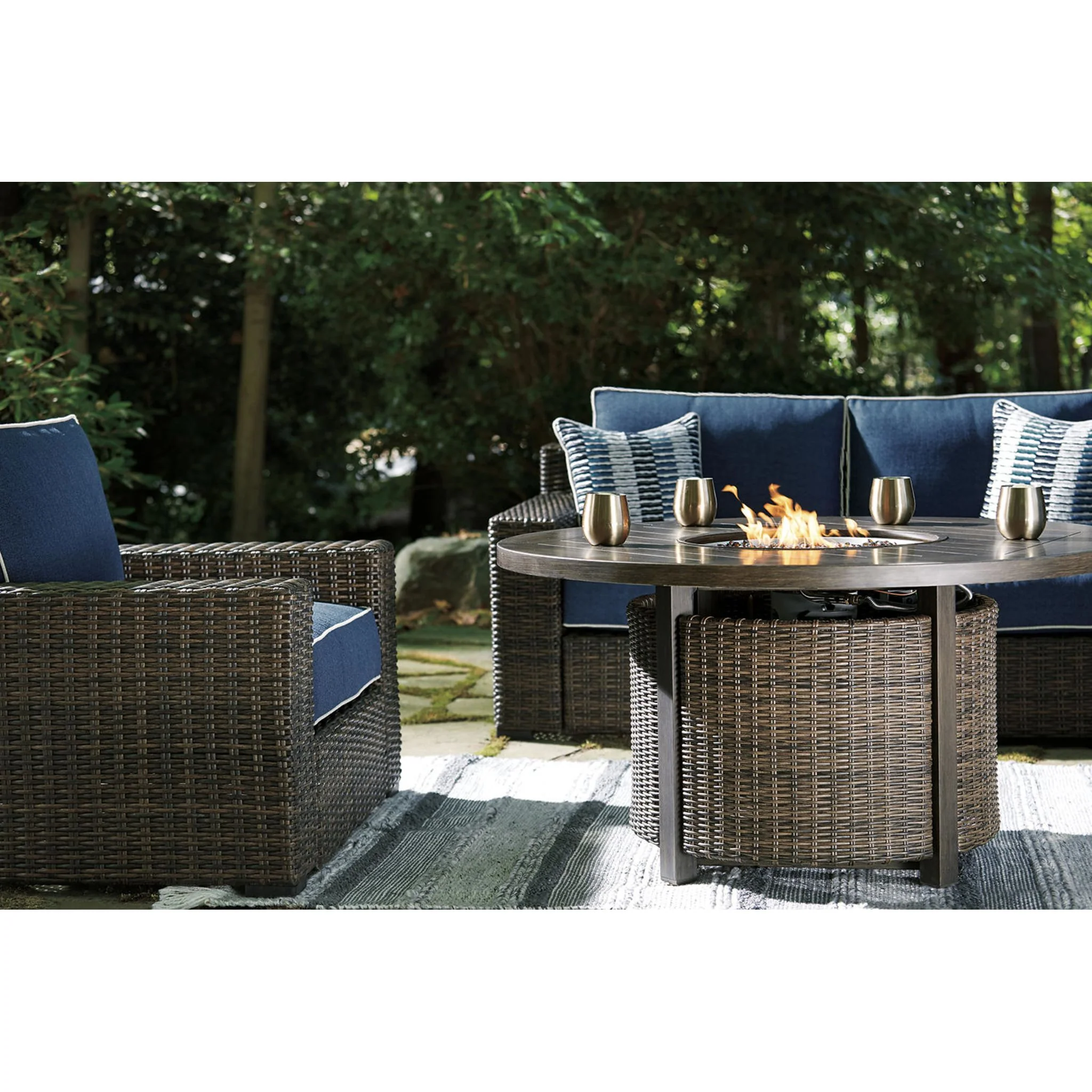 Paradise Trail Outdoor Fire Pit Table - Medium Brown - Image 21
