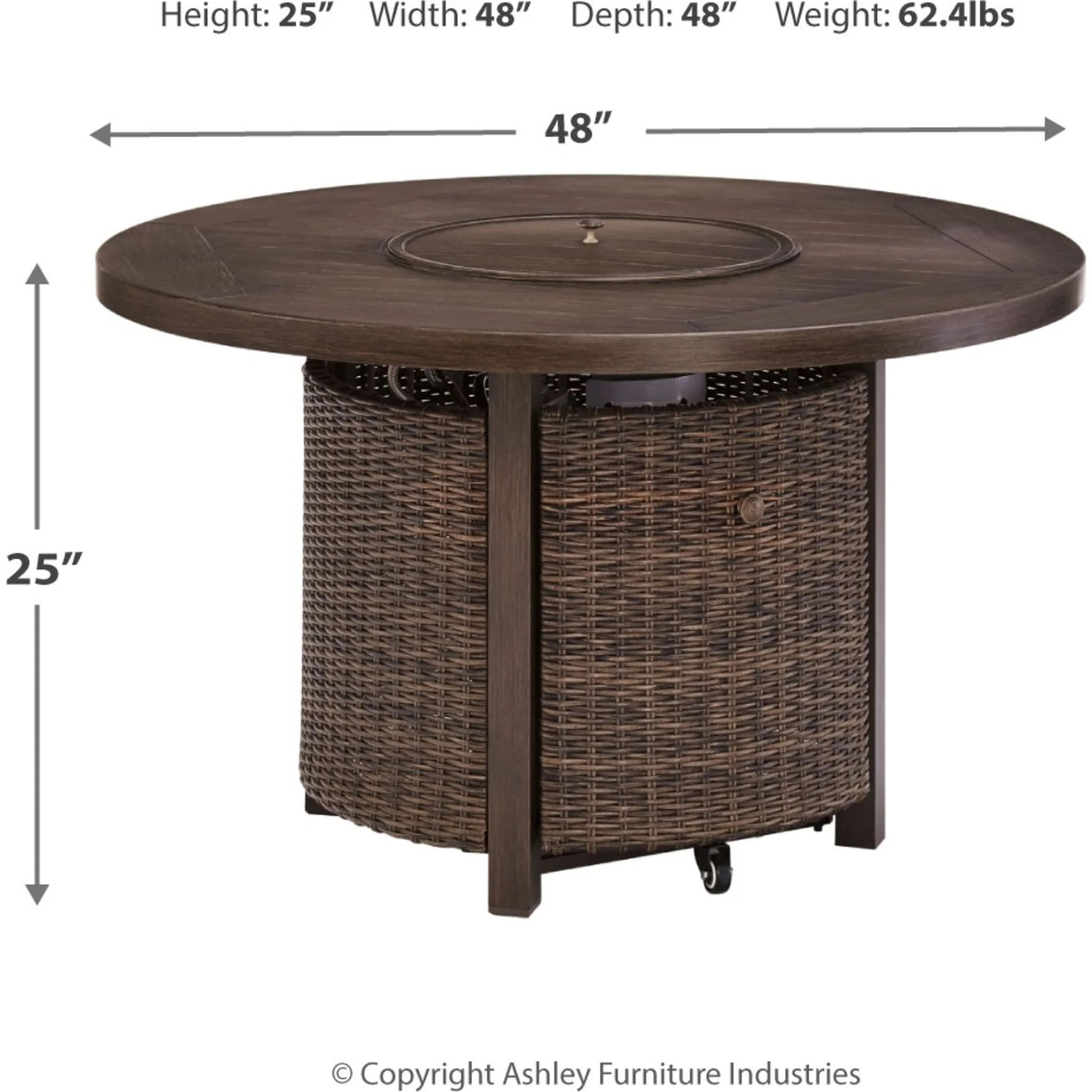 Paradise Trail Outdoor Fire Pit Table - Medium Brown - Image 4