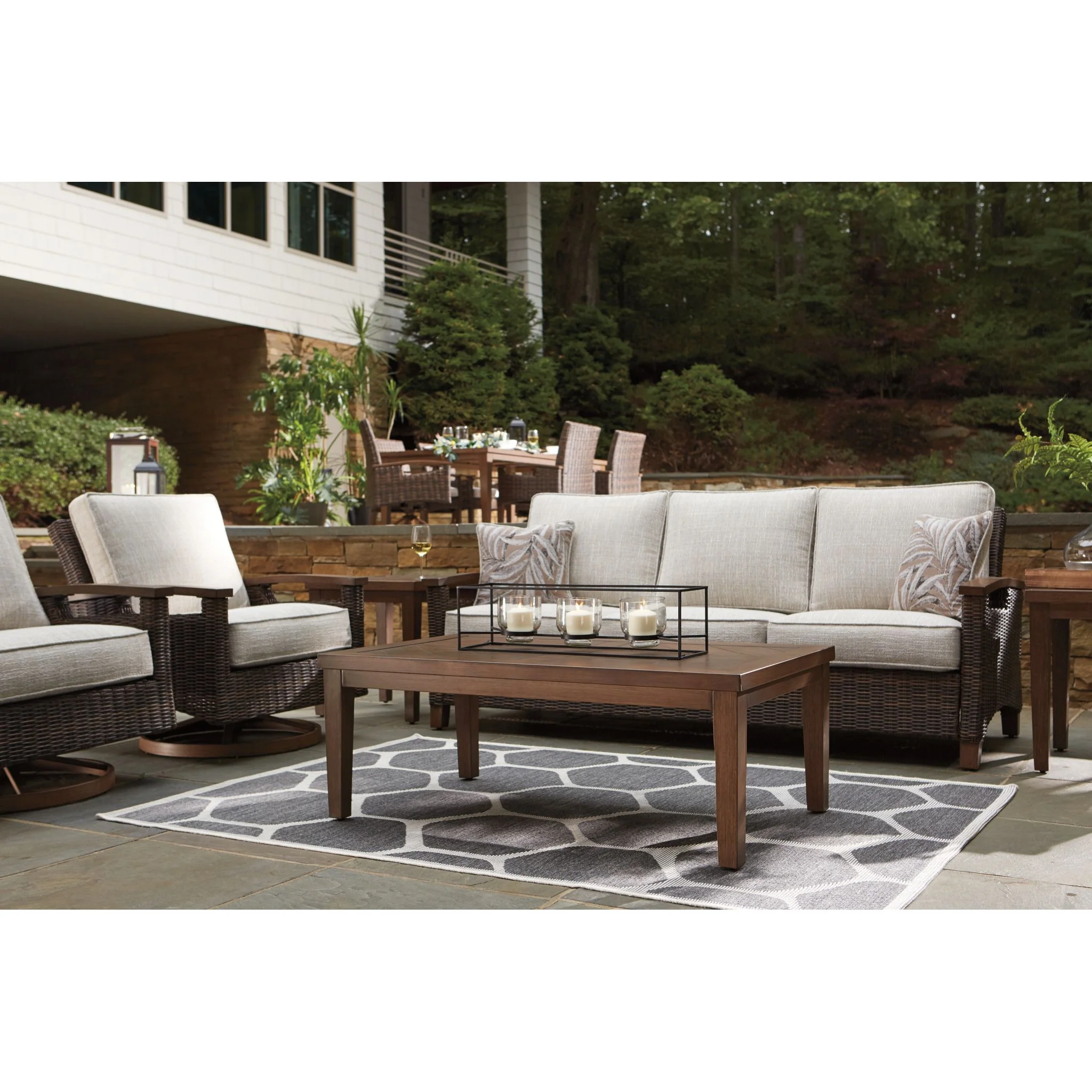 Paradise Trail Outdoor Sofa with Cushion - Medium Brown - Image 7