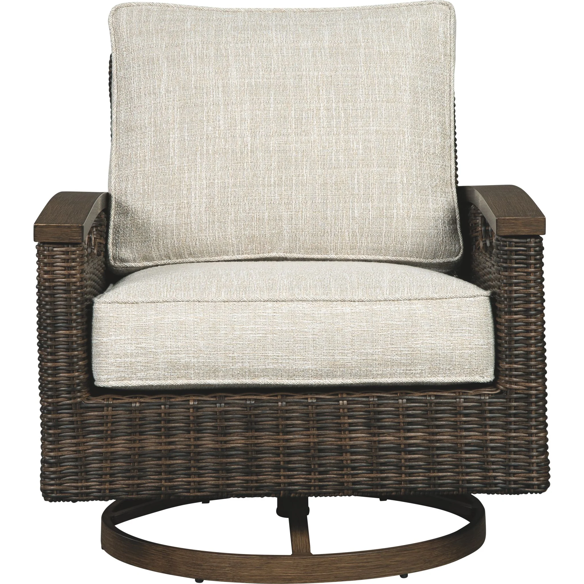 Paradise Trail Outdoor Swivel Lounge Chair w/Cushion (set of 2) - Medium Brown - Image 3