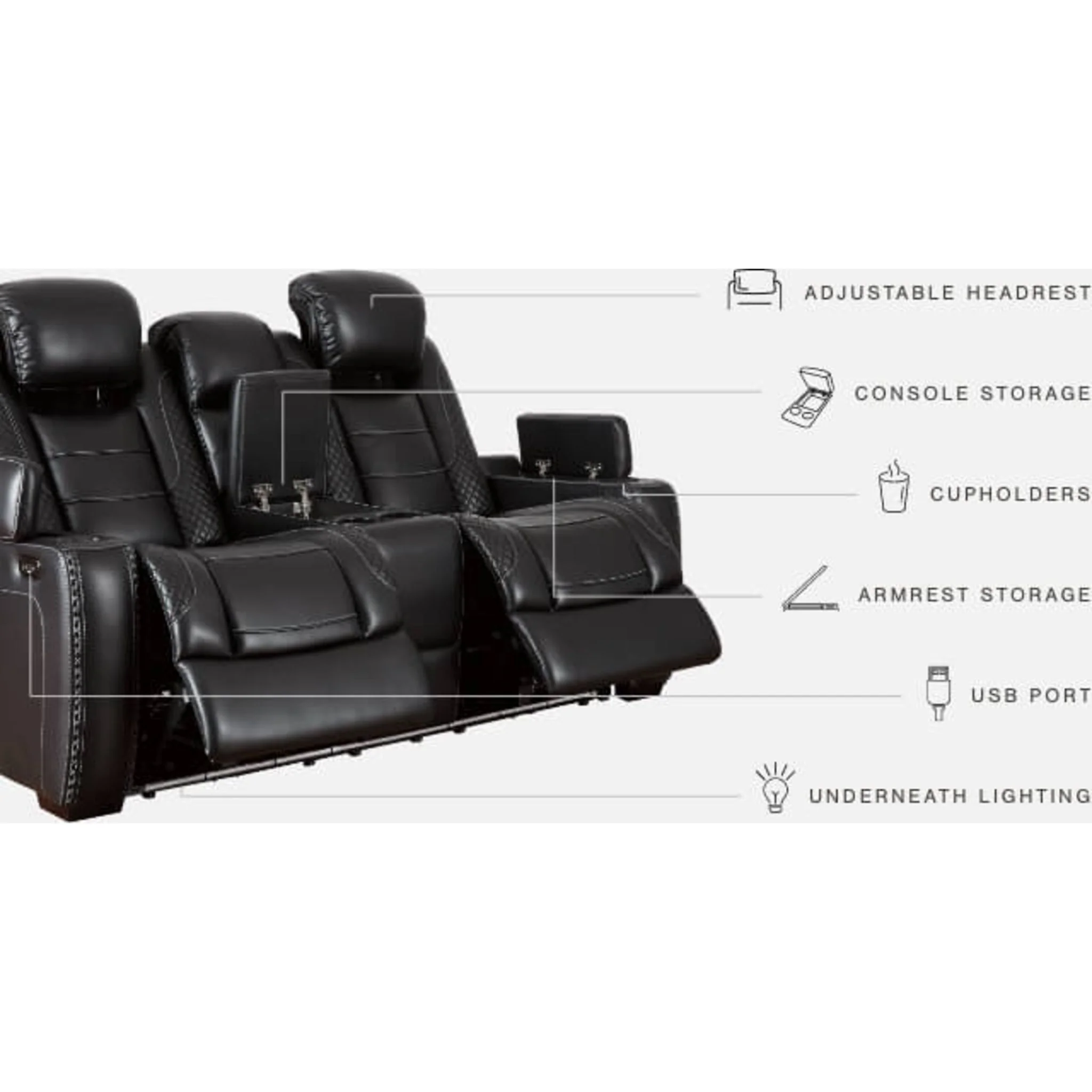 Party Time Power Reclining Loveseat - Midnight - Image 7