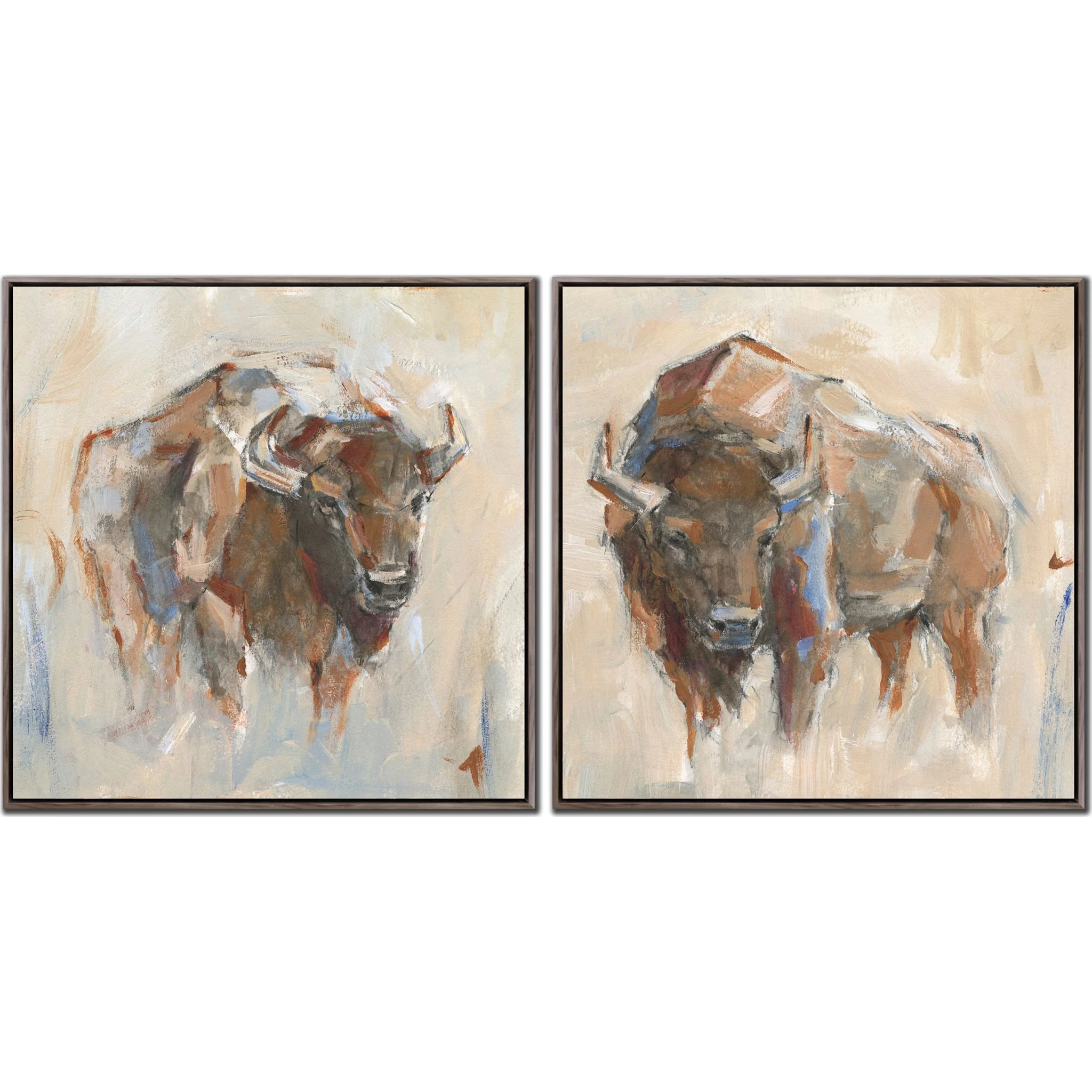 Pastel Bison Wall Art (Set of 2) 25.00" x 25.00"