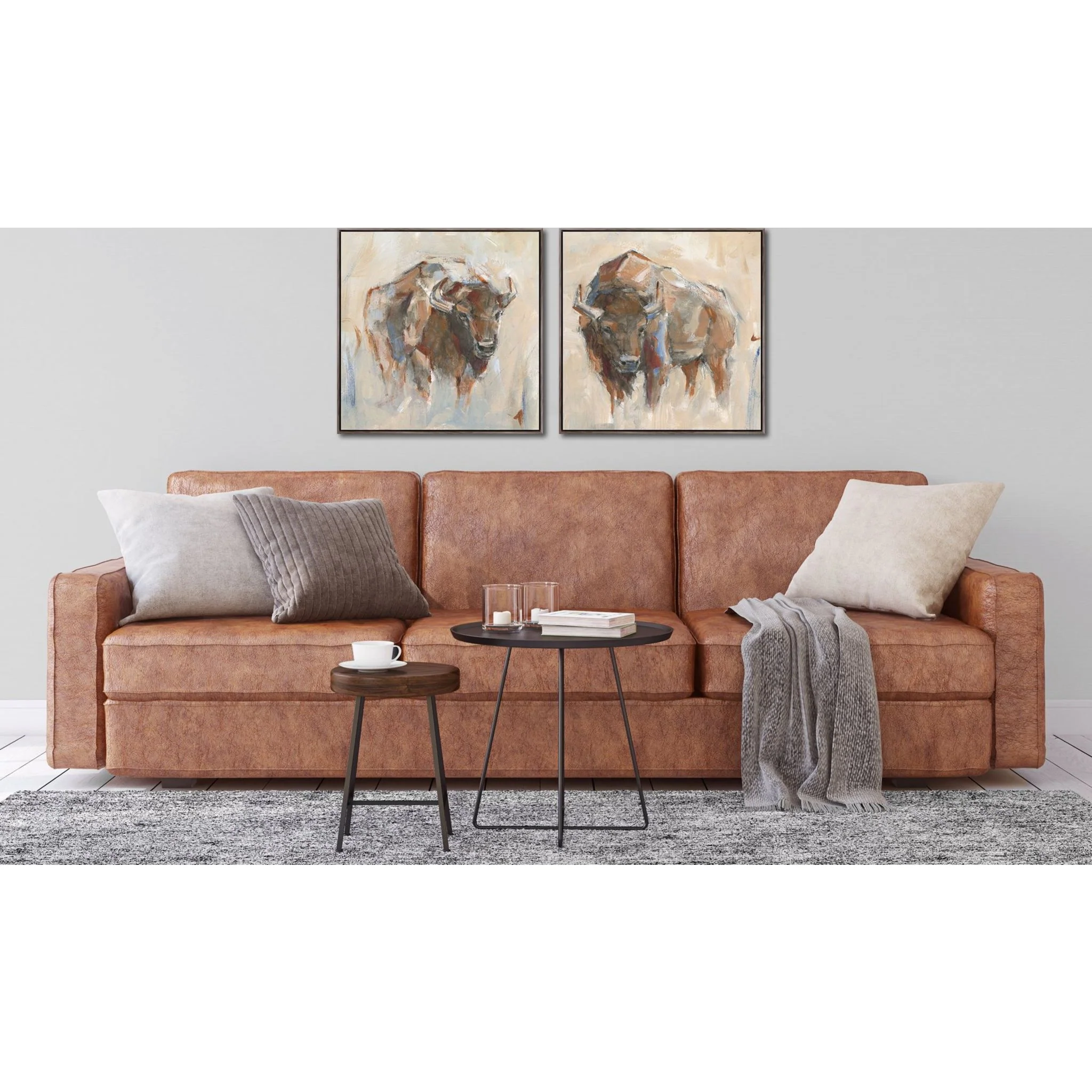 Pastel Bison Wall Art (Set of 2) 25.00" x 25.00" - Image 2