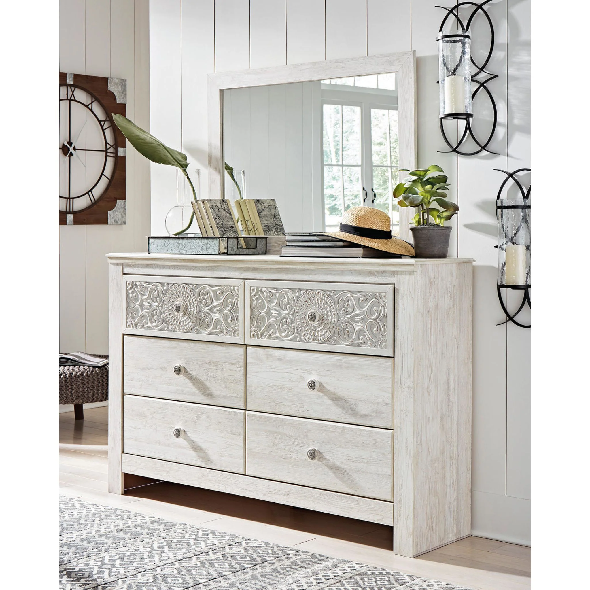 Paxberry 5 Piece Queen Panel Bedroom - Whitewash - Image 2