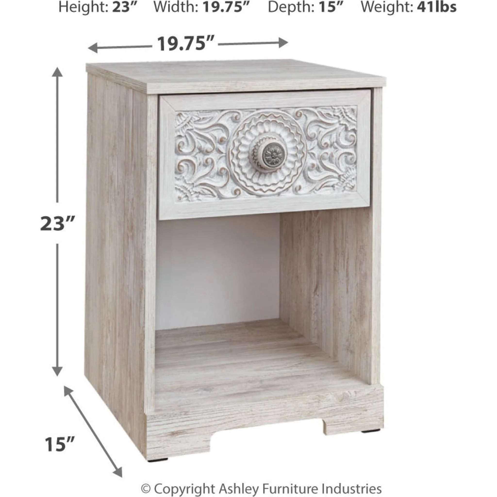 Paxberry Nightstand - Whitewash - Image 3