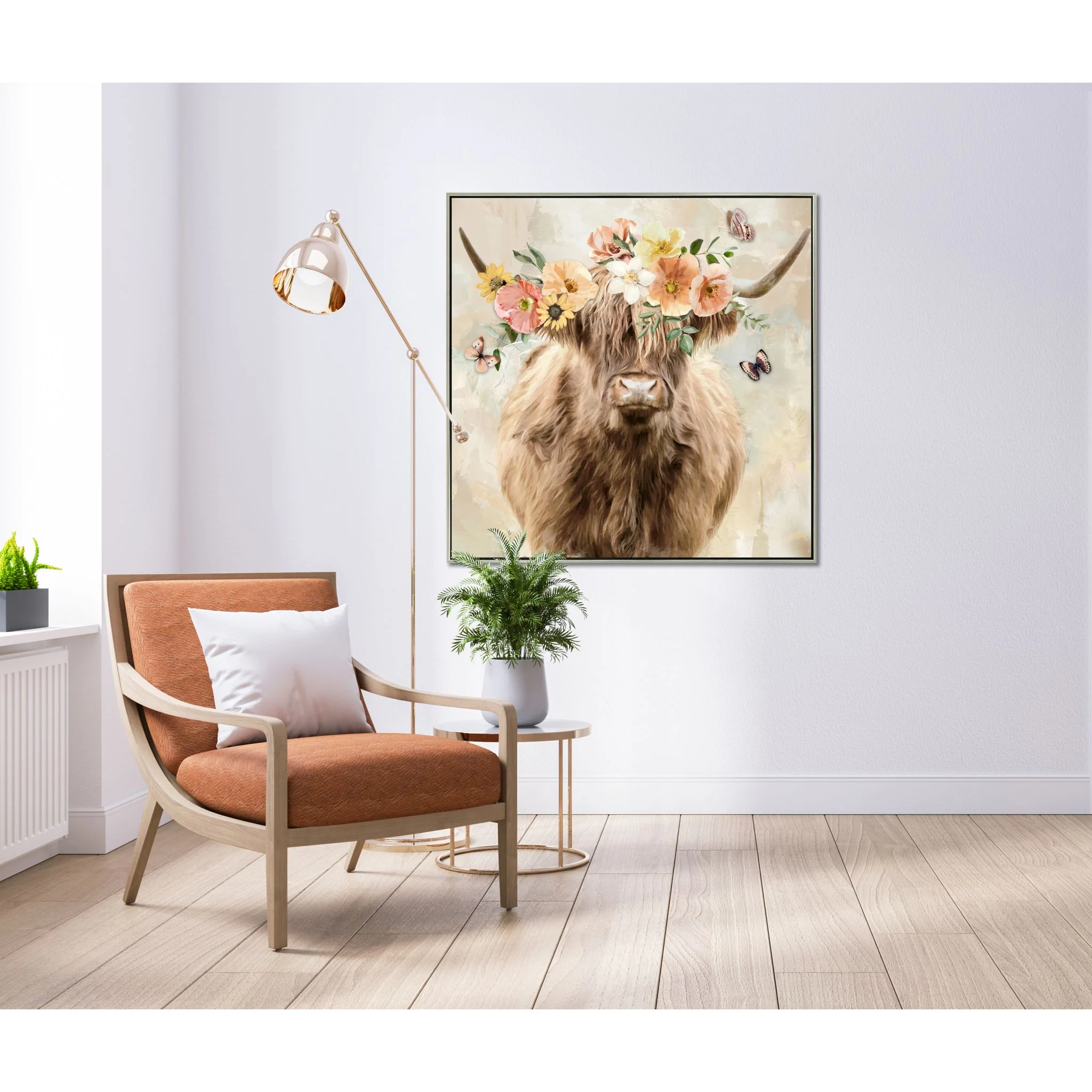 Peach Floral Highland Canvas 36.00" x 36.00" - Image 2