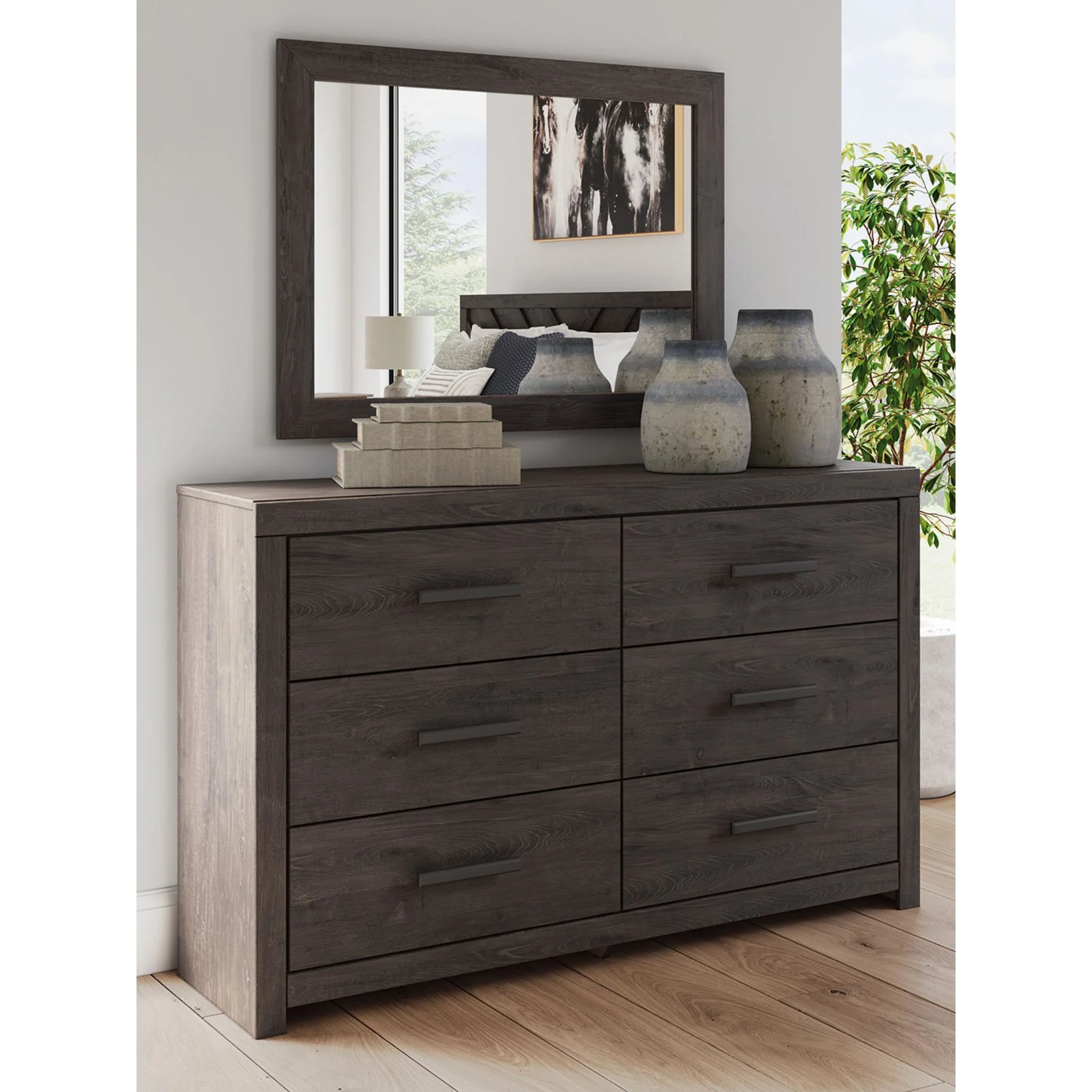 Prendonea Dresser and Mirror - Charcoal - Image 10